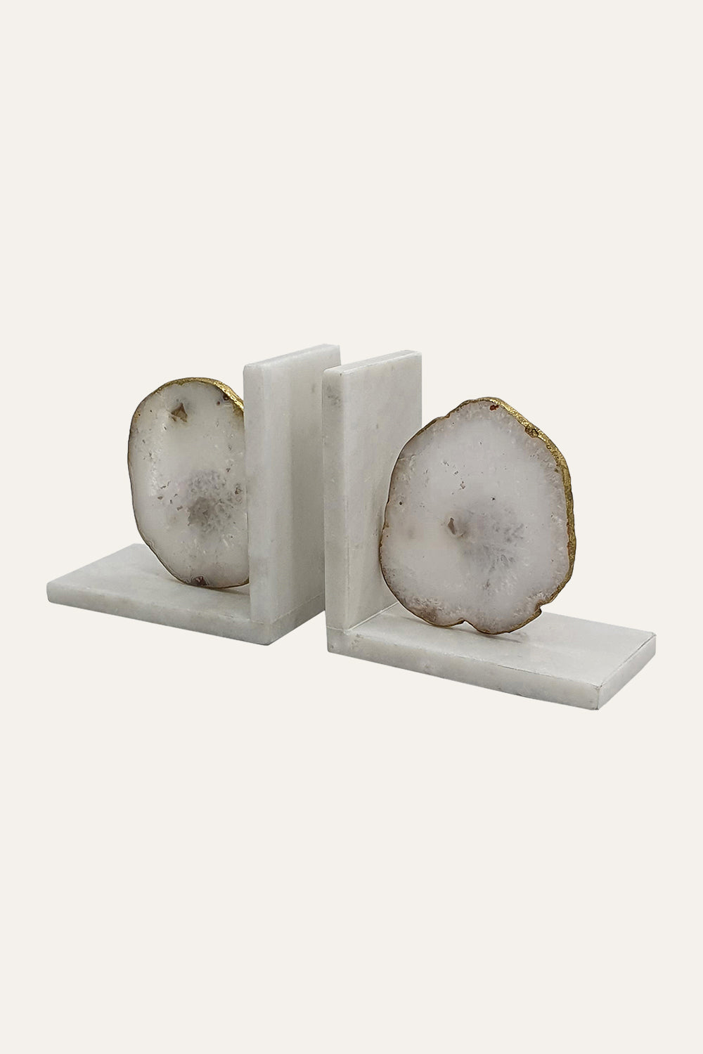 Natural White Agate Stone Bookends