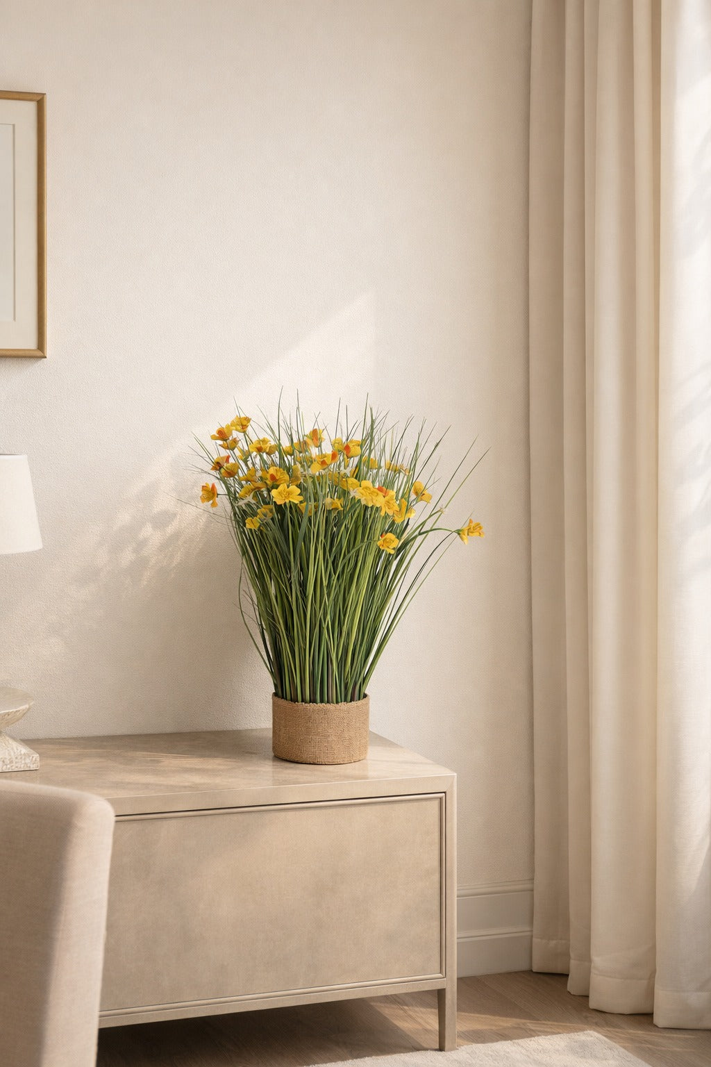 Yellow Bloom Artificial Daffodil Plant