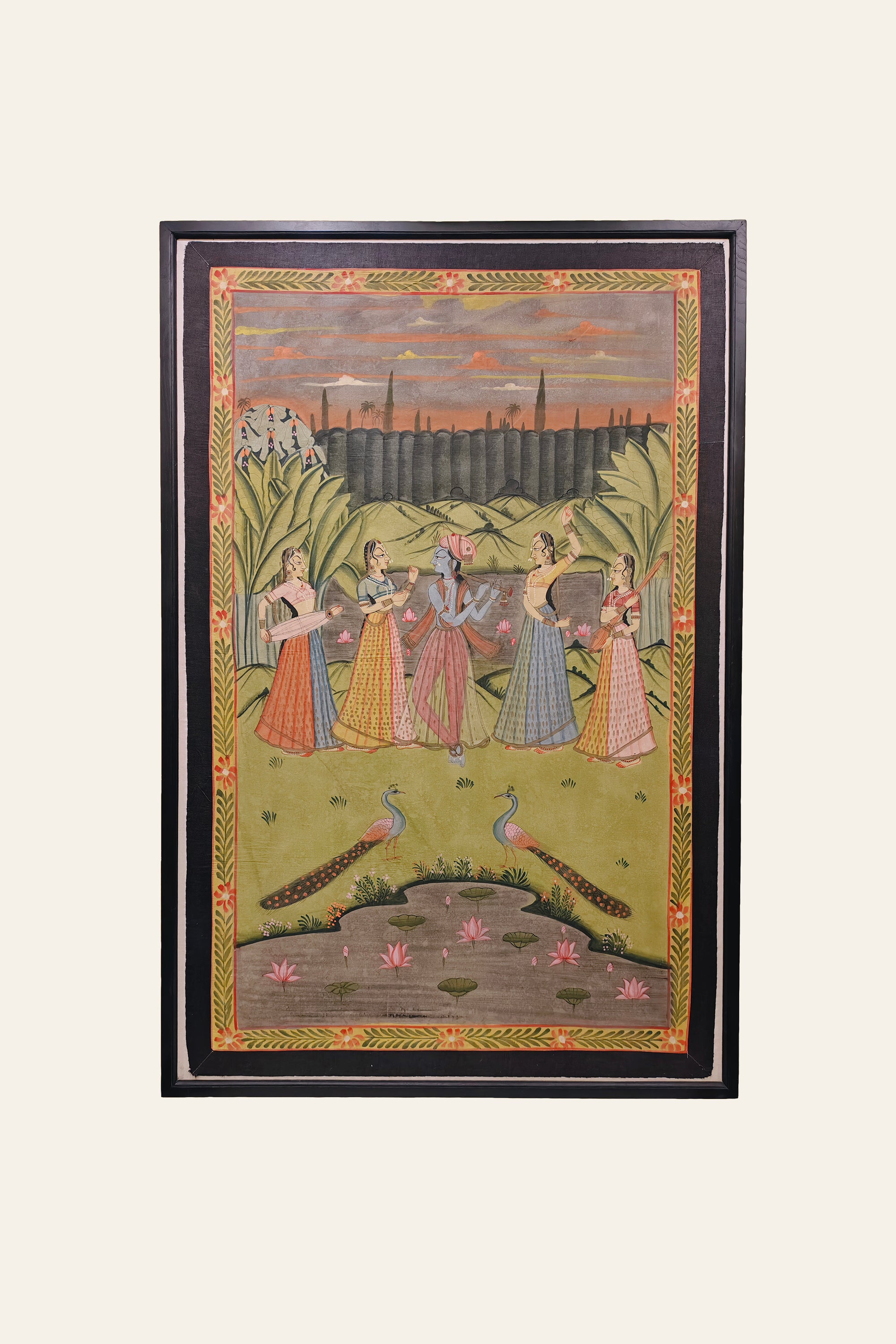 Pichwai Krishna Raas Leela painting with gopis