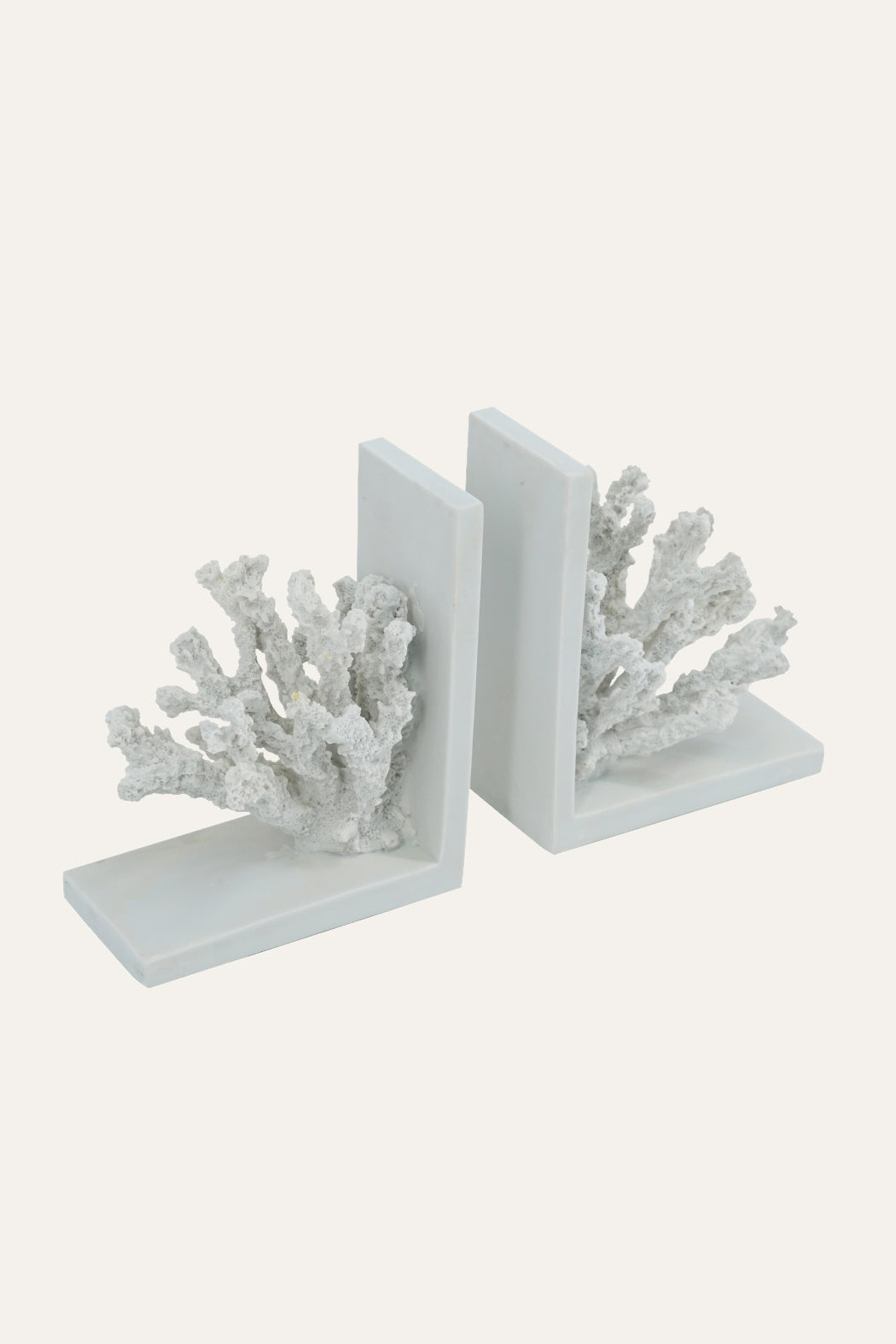 Poly resin faux coral bookends set
