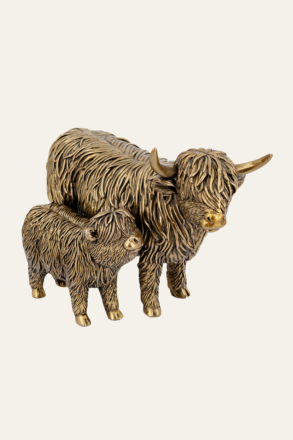Polyresin Highland Cow Figurine with Calf
