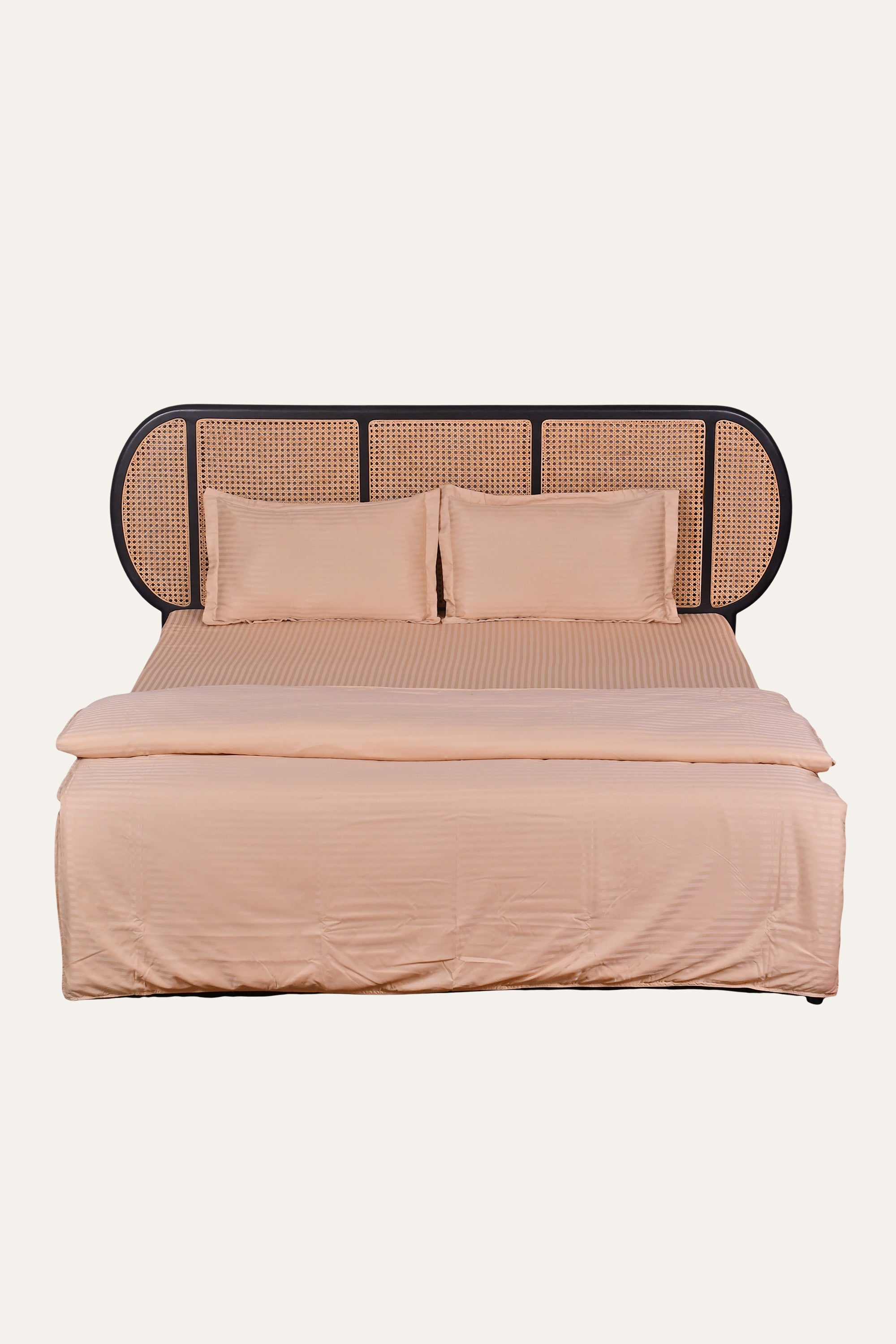 Premium Peach Striped Bed Linen Set