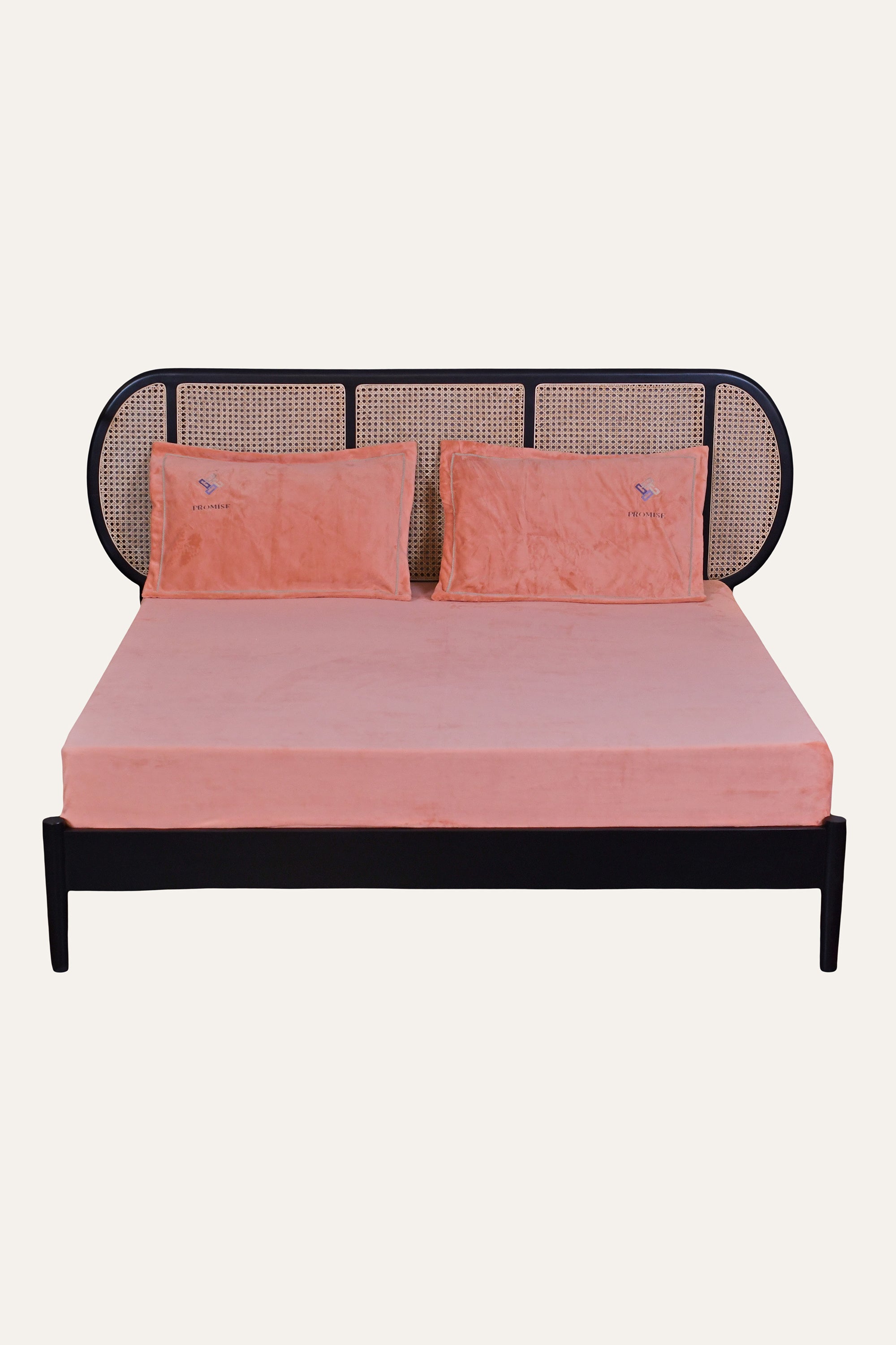 Premium Peach Velvet Bedspread for Modern Bedroom