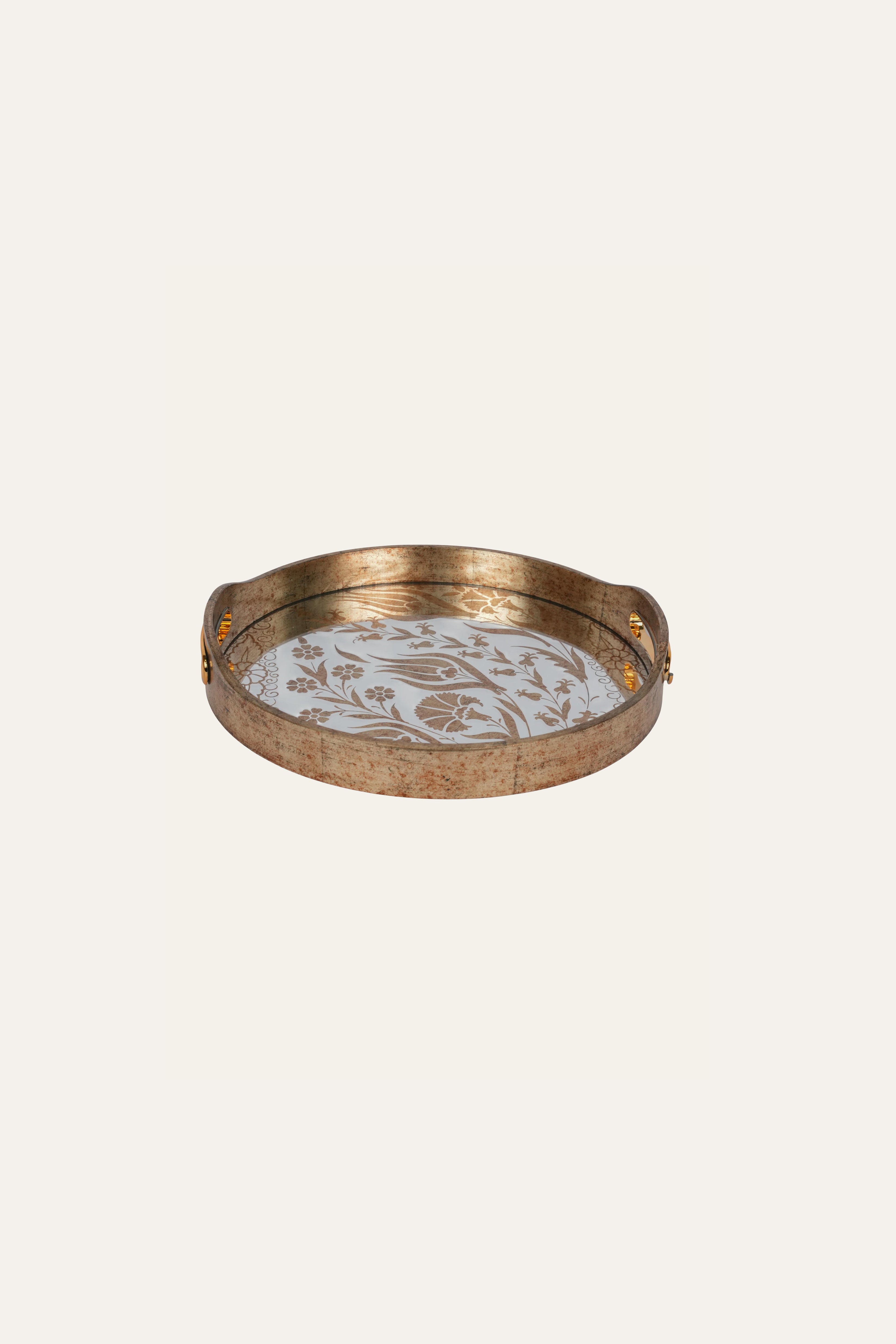 Premium round serving tray with floral design