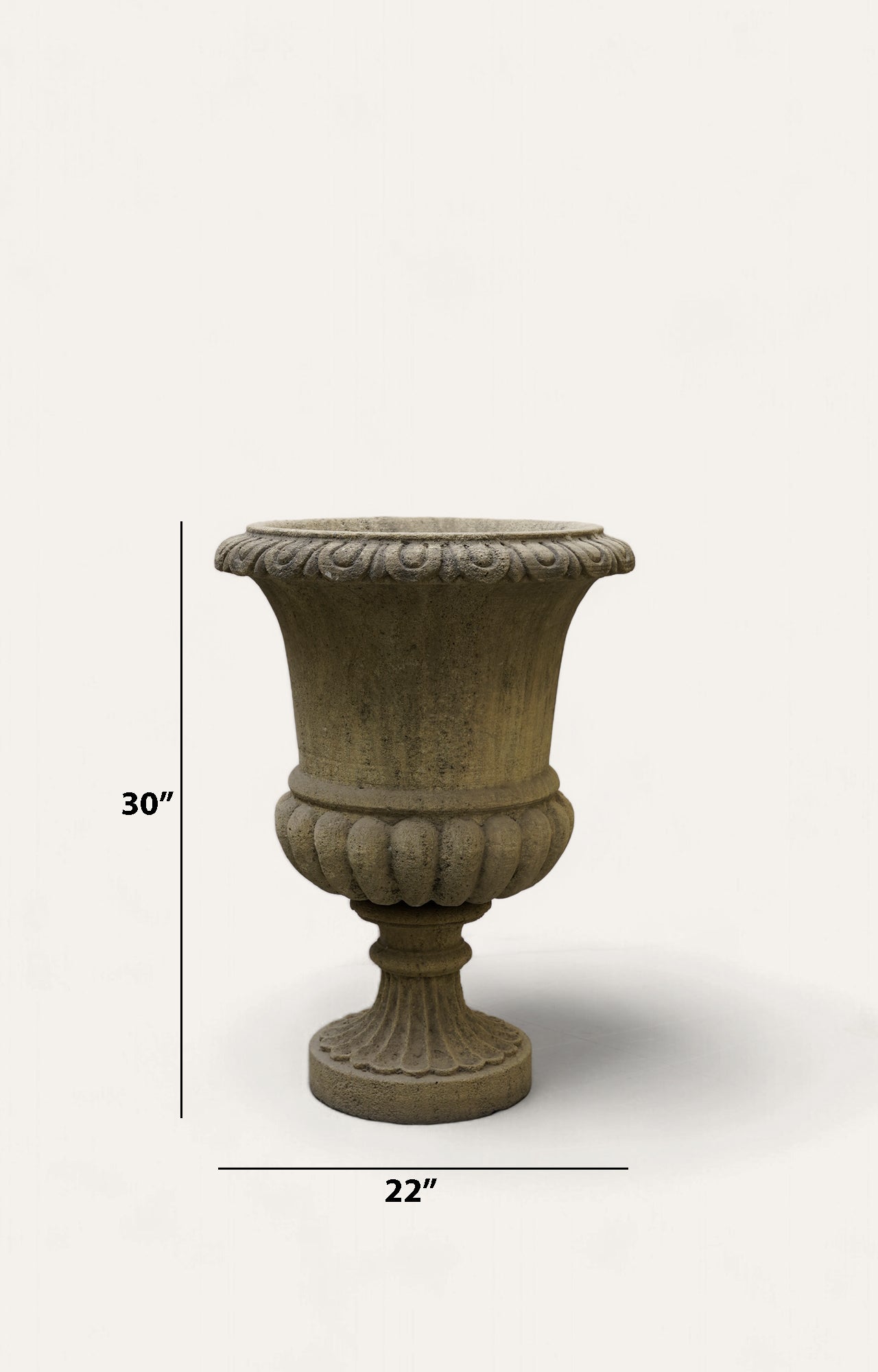 Reconstituted stone garden urns_size