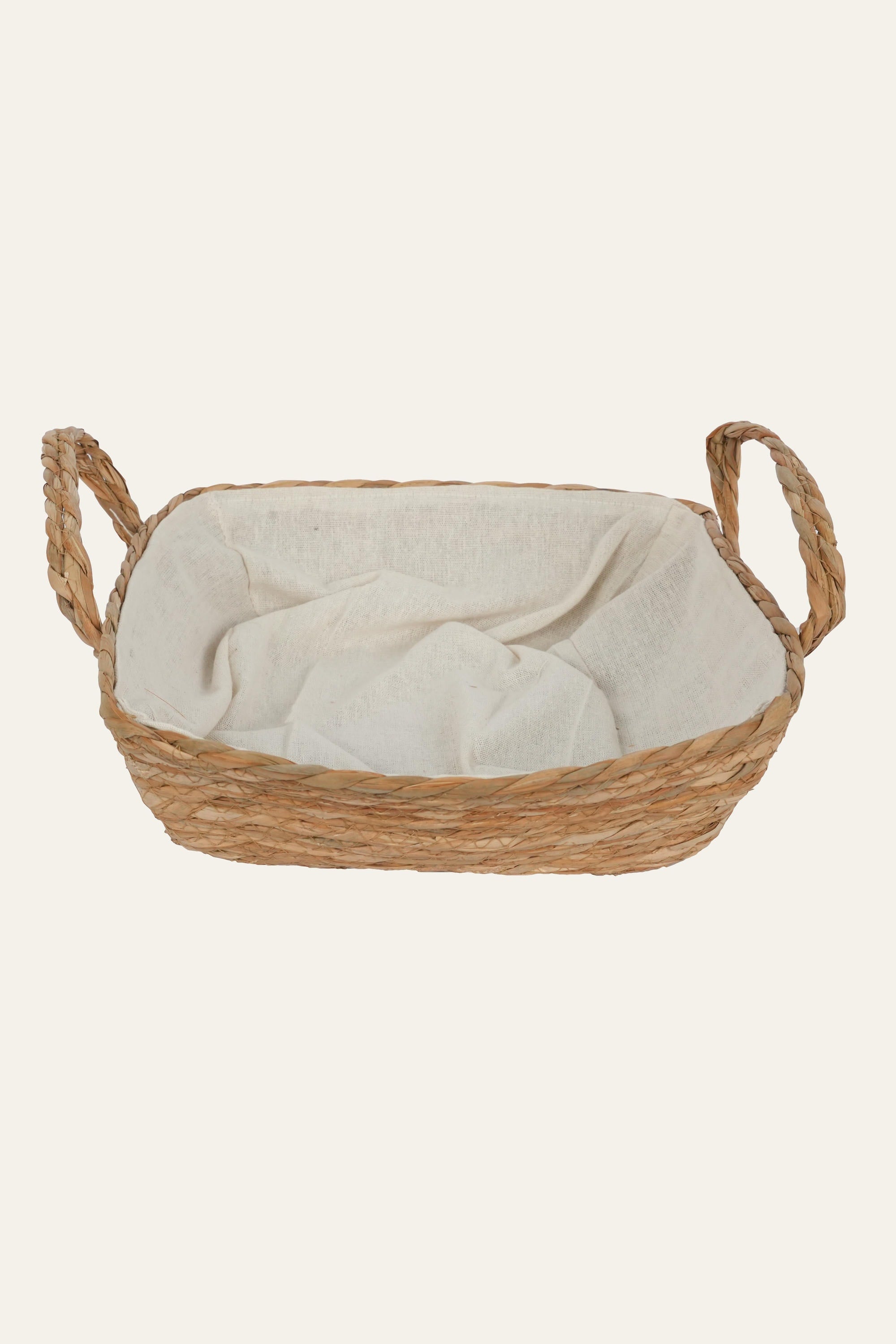Rectangular basket with fabric liner for home