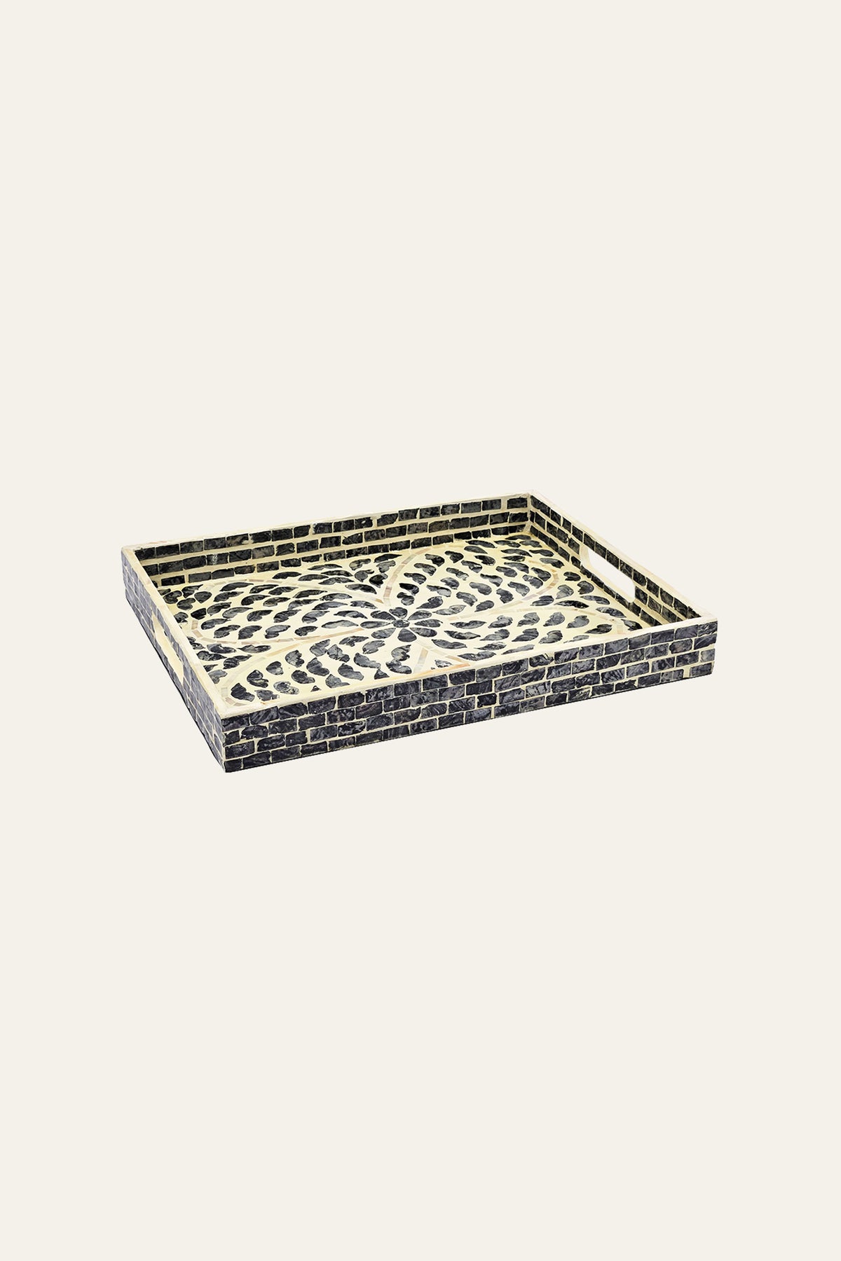 Rectangular mother of pearl inlay serving tray
