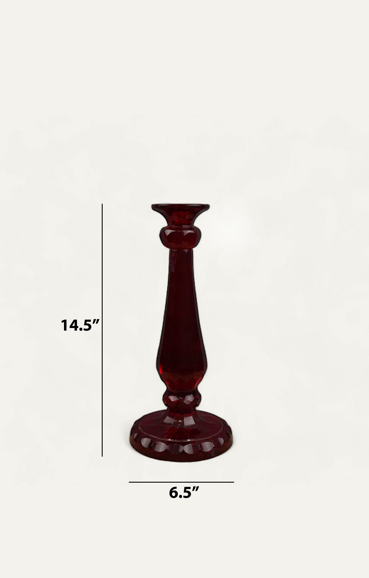 Red Glass crystal Candle Stand_size
