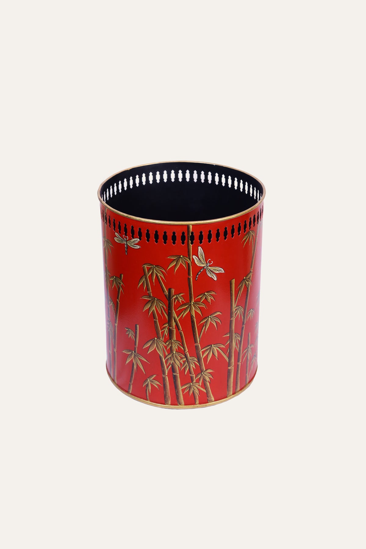Red Metal Waste Bin