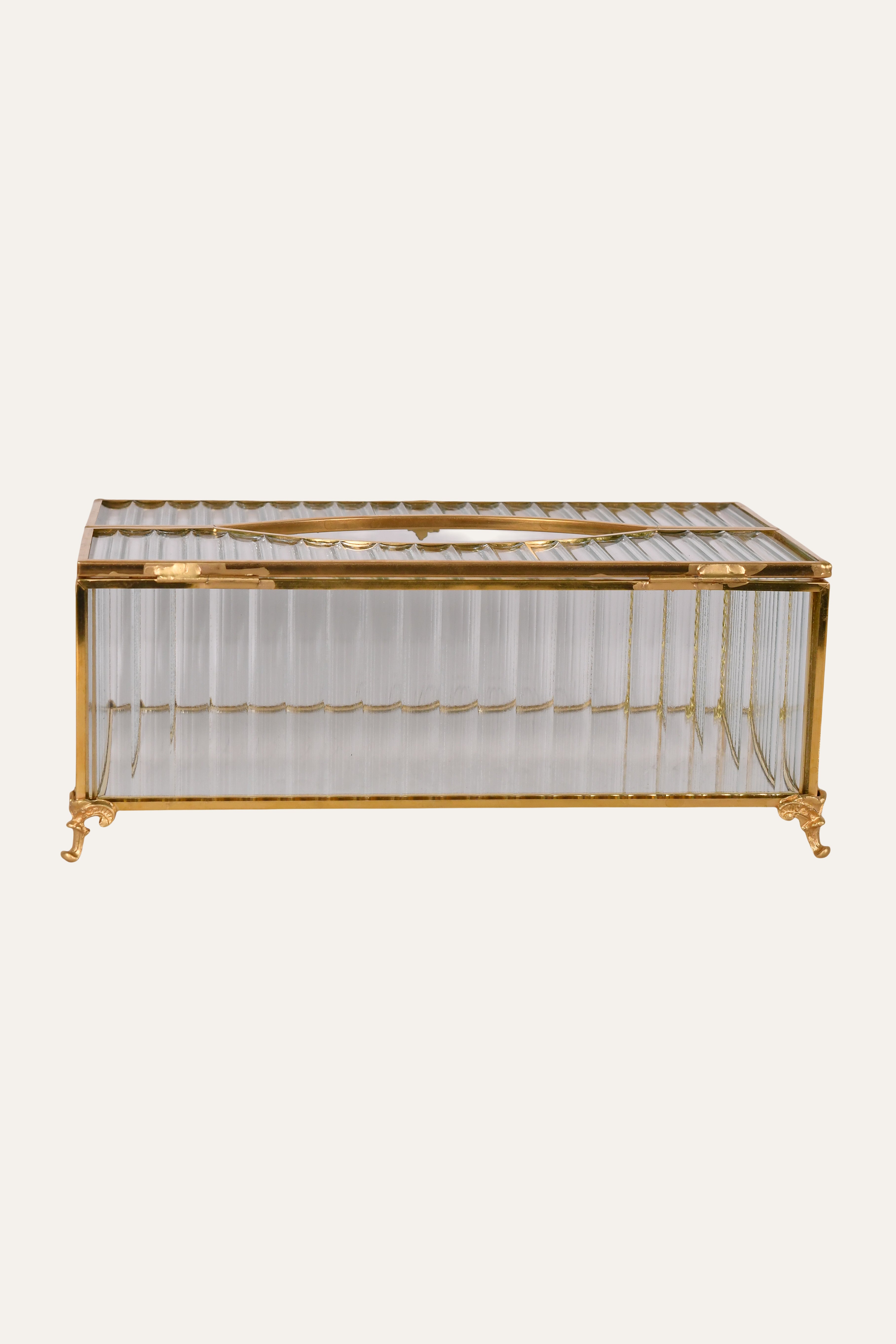 Ribbed Glass Tissue Box