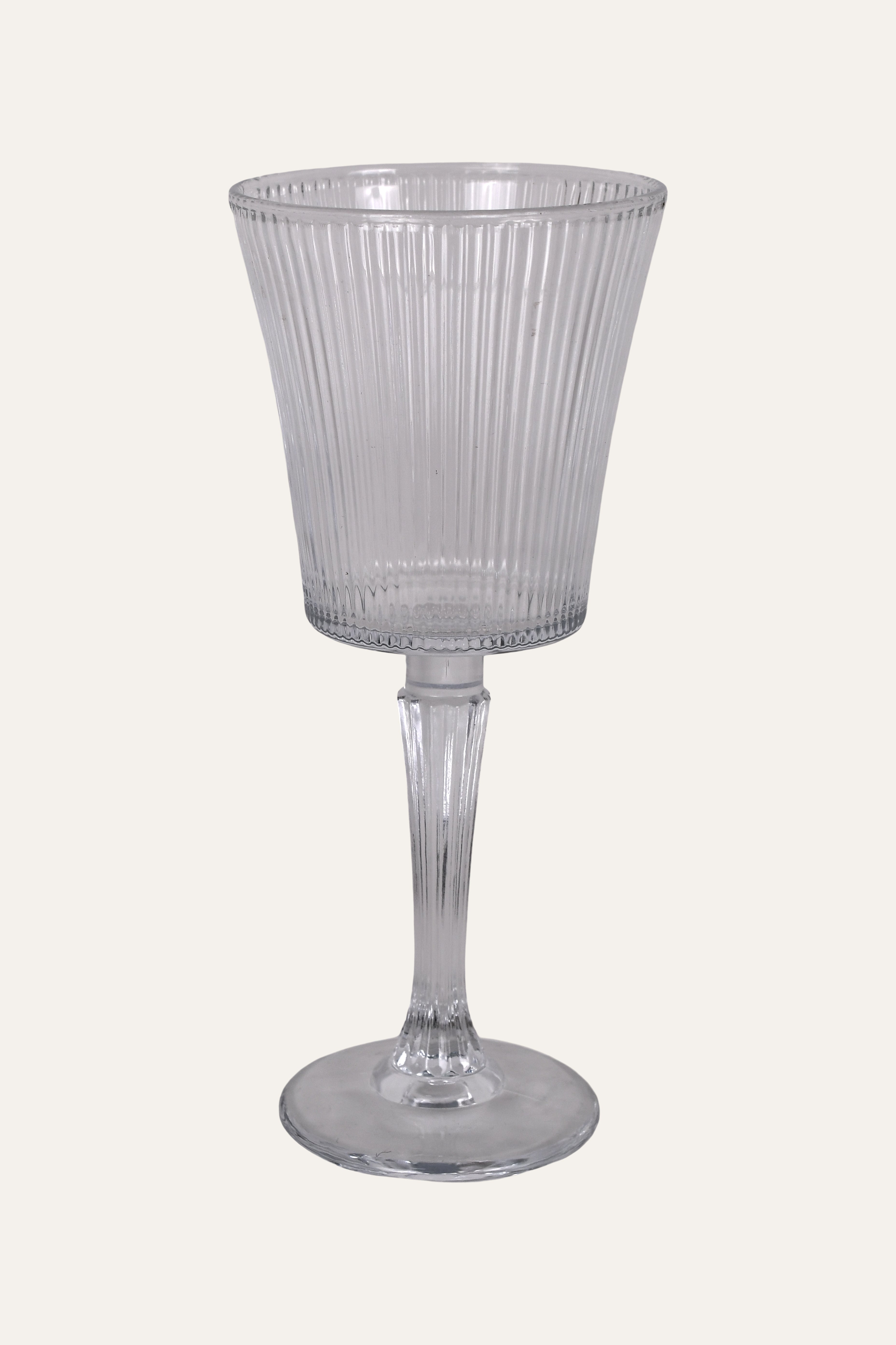 Ribbed Stem Wine Glass Transparent Classic Barware