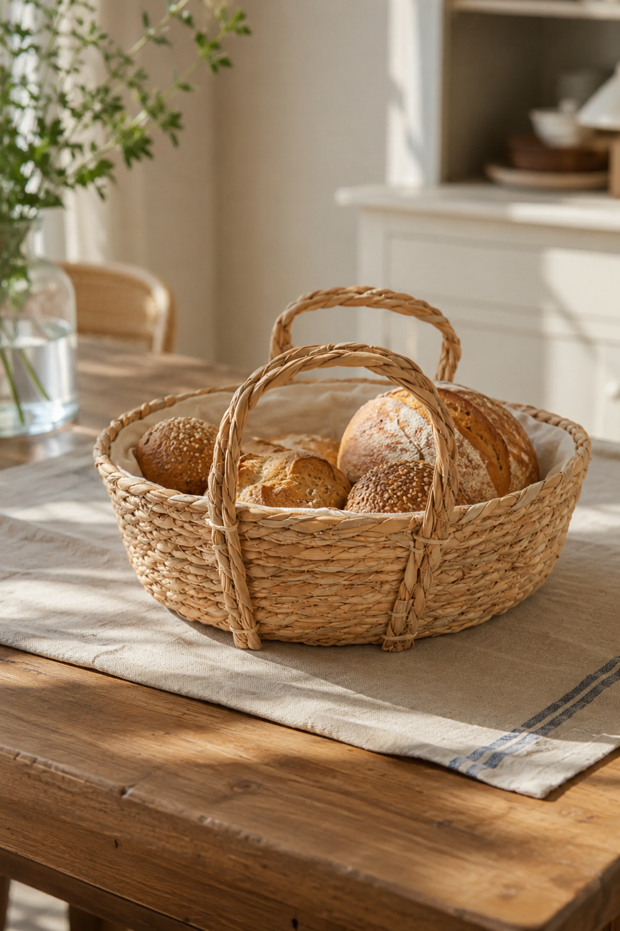 Round Storage Basket with Fabric Liner