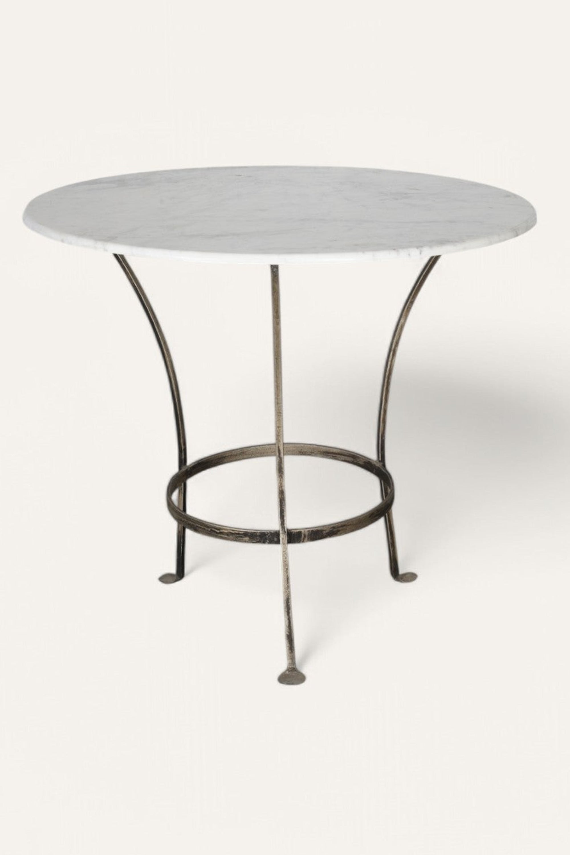 Round Metal Base Side Table with Stone Top