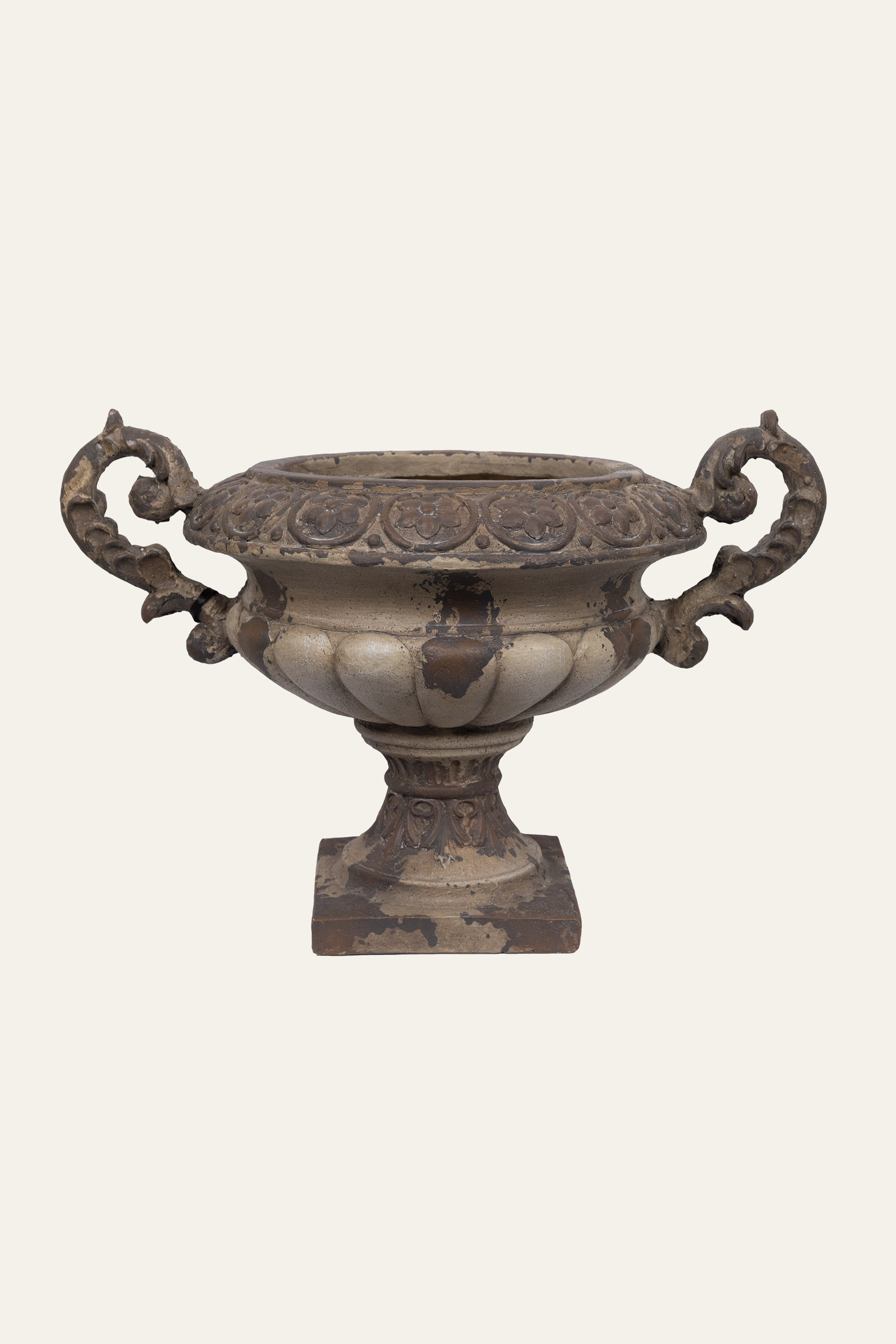 Round Rustic Textured Polyresin Planter