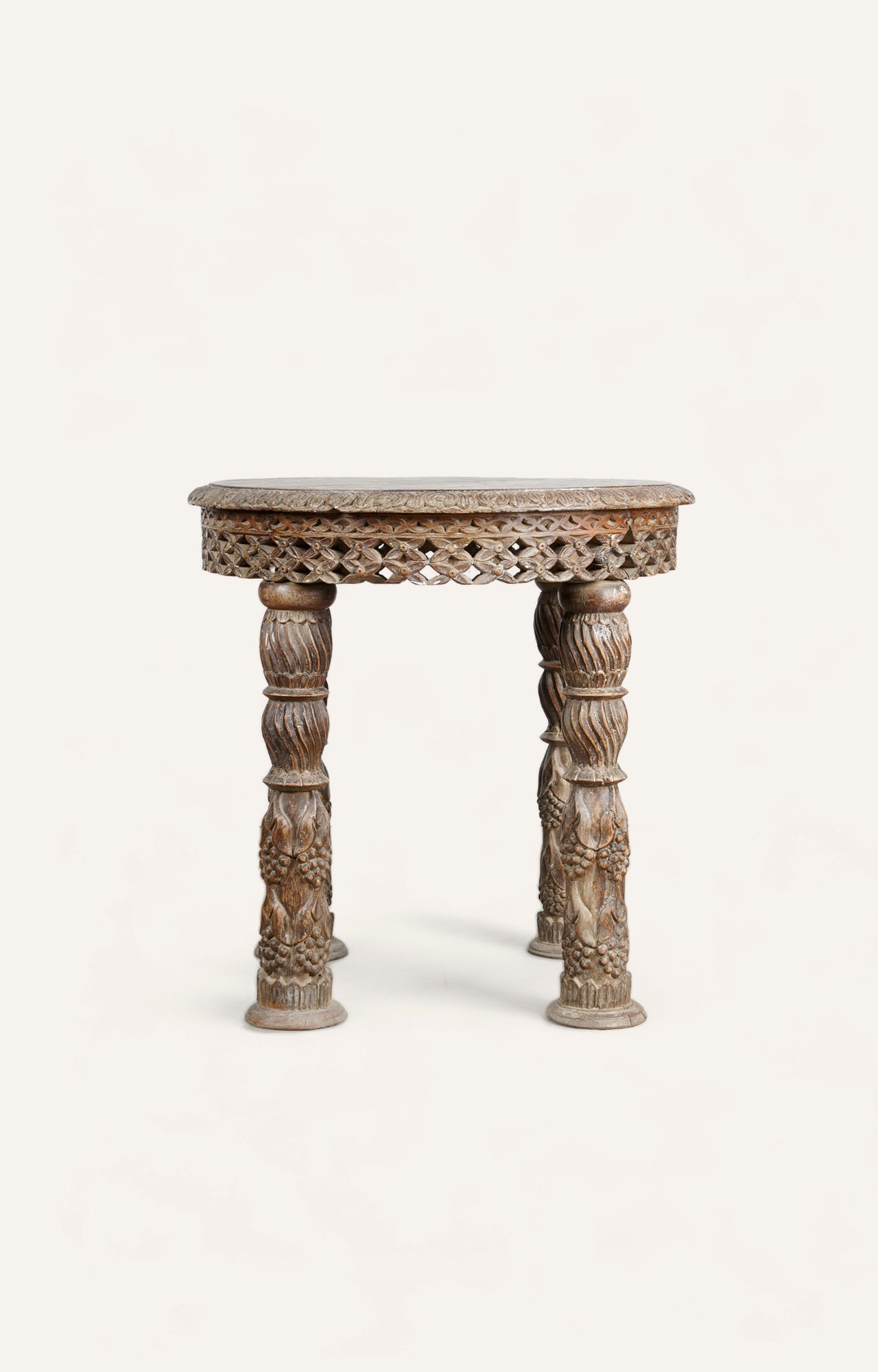 Round antique carved side table_3