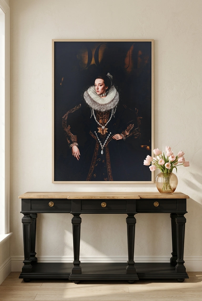 Royal Queen Portrait tempered glass wall painting