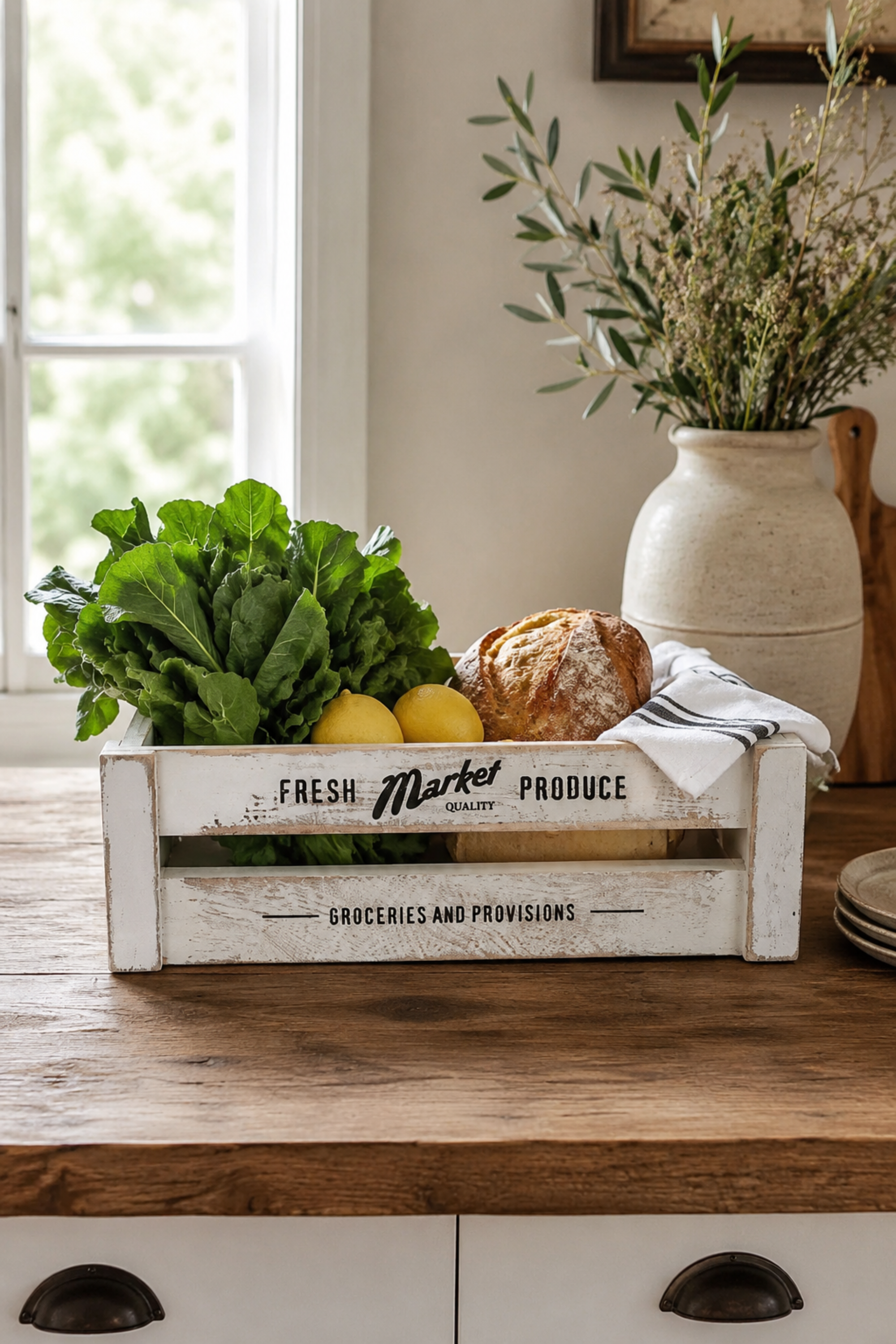 Rustic Wood Storage Basket - Large