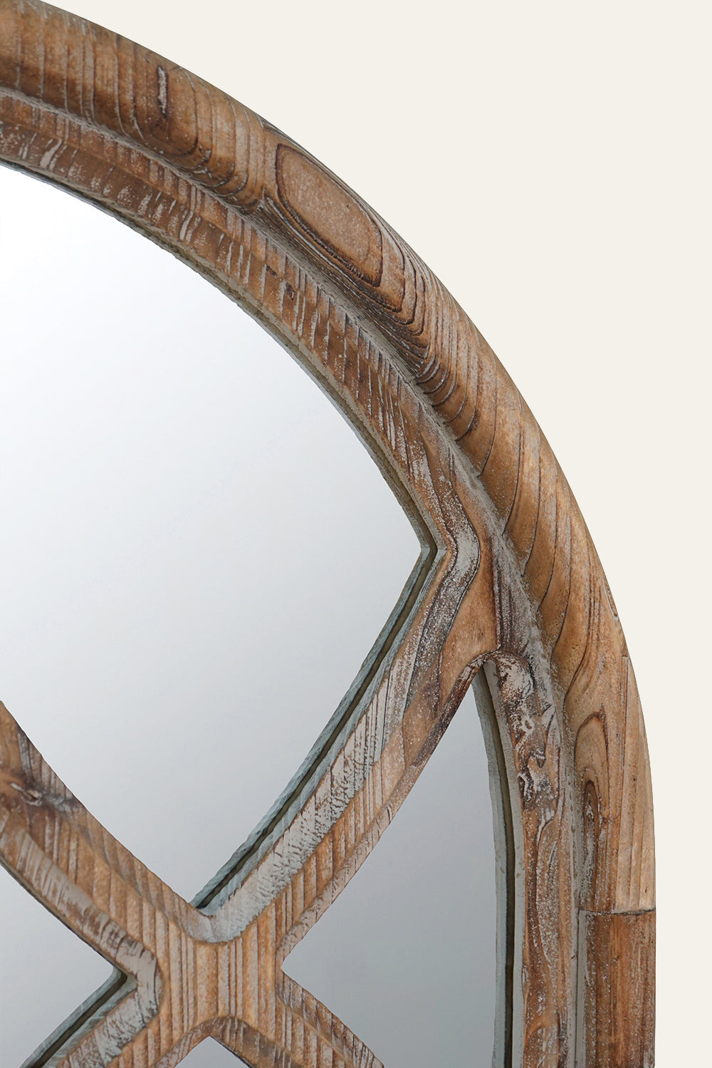 Rustic Arched Wooden Wall Mirror