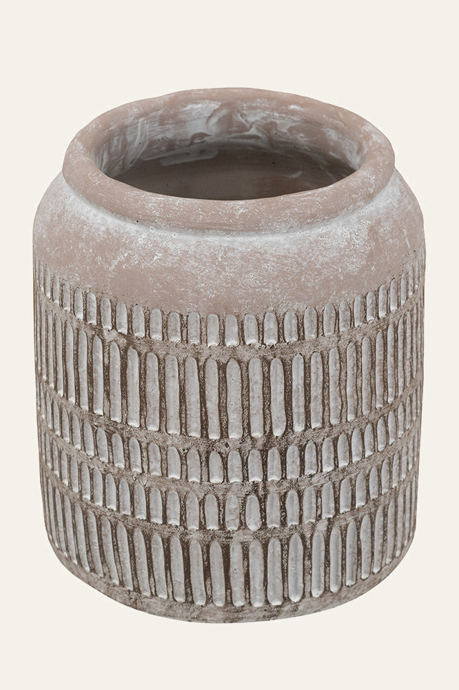 Rustic Ribbed Indoor Planter