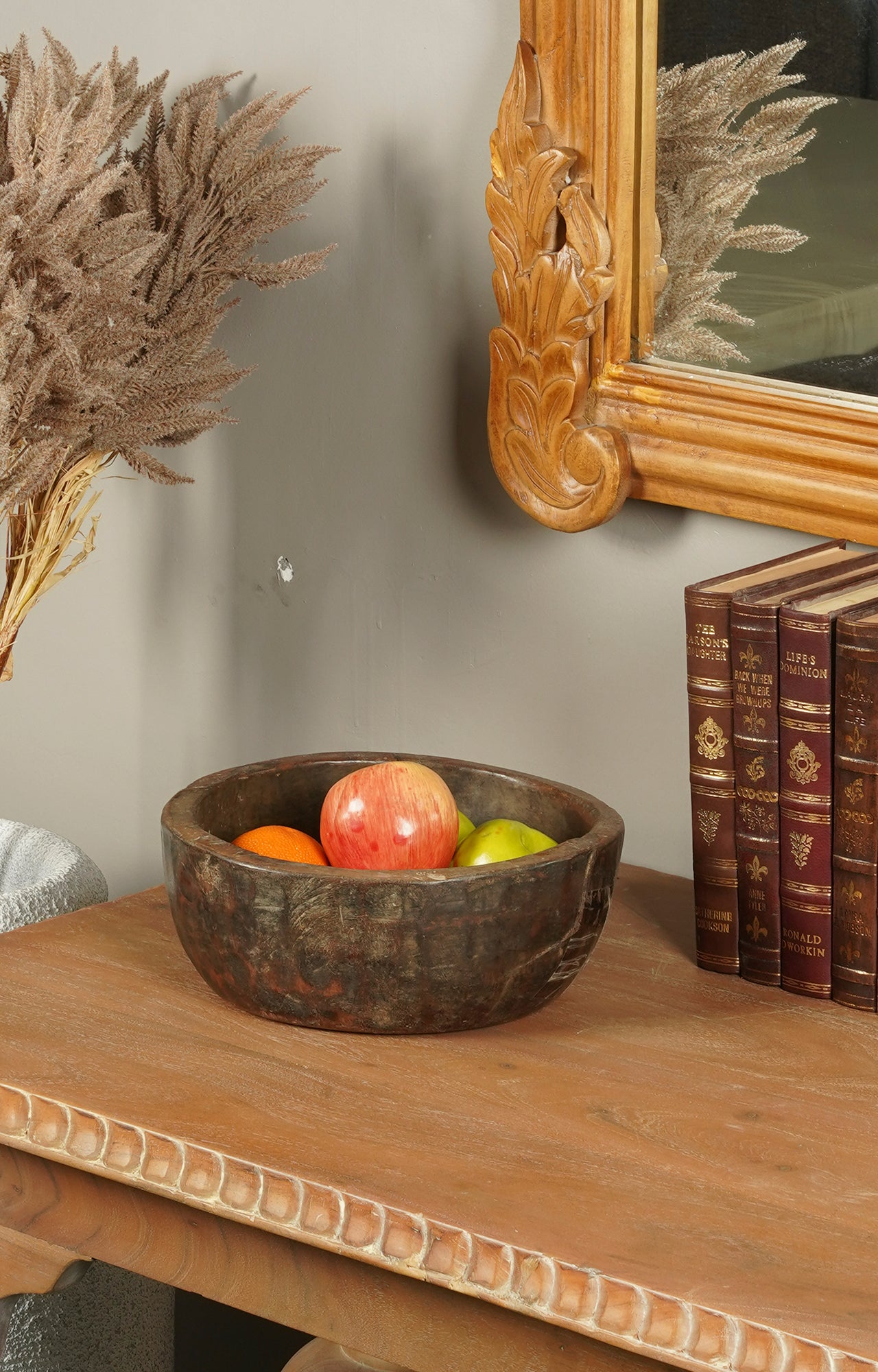 Rustic Textured Wood Bowl_lifestyle