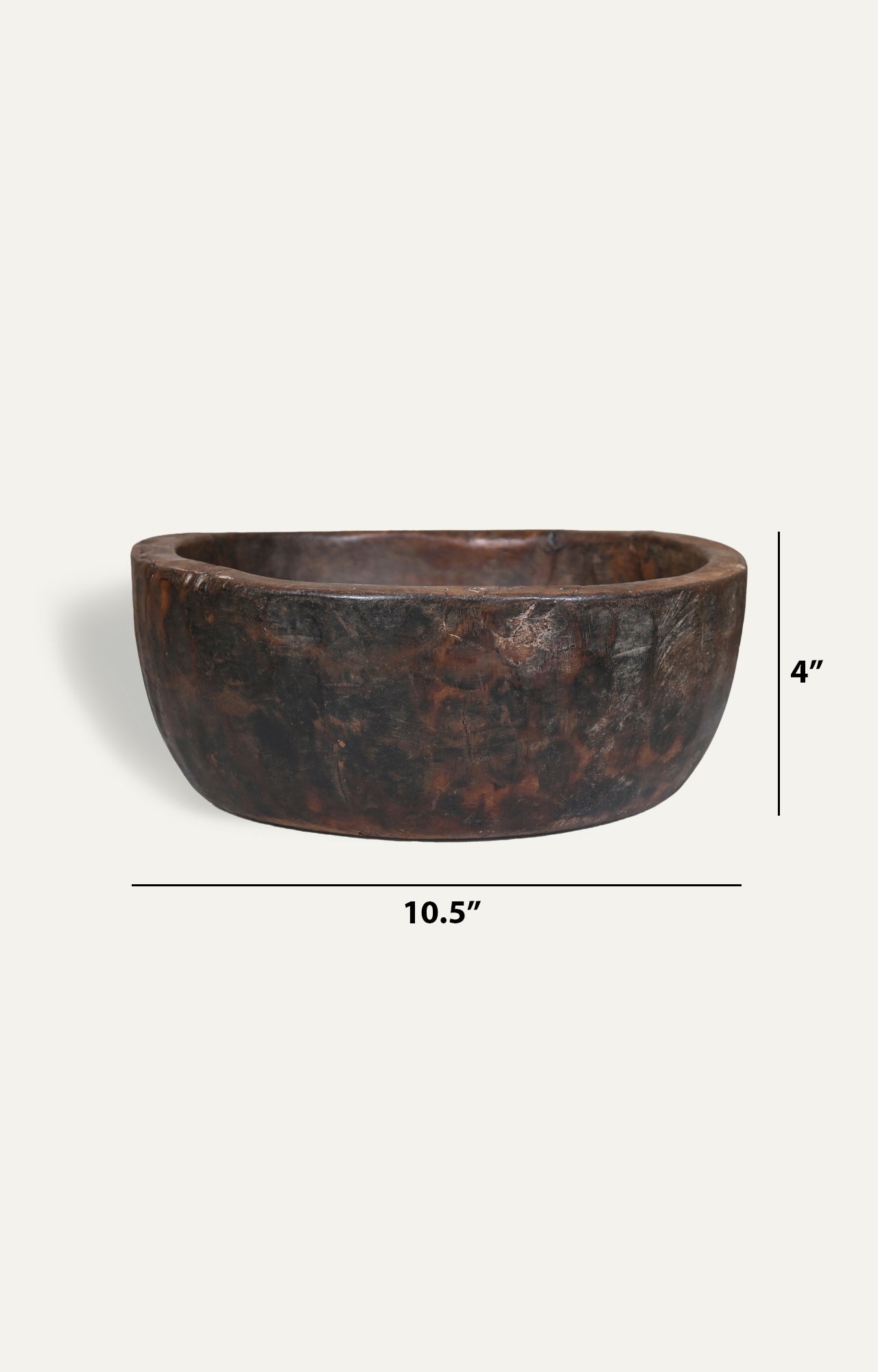 Rustic Textured Wood Bowl_size