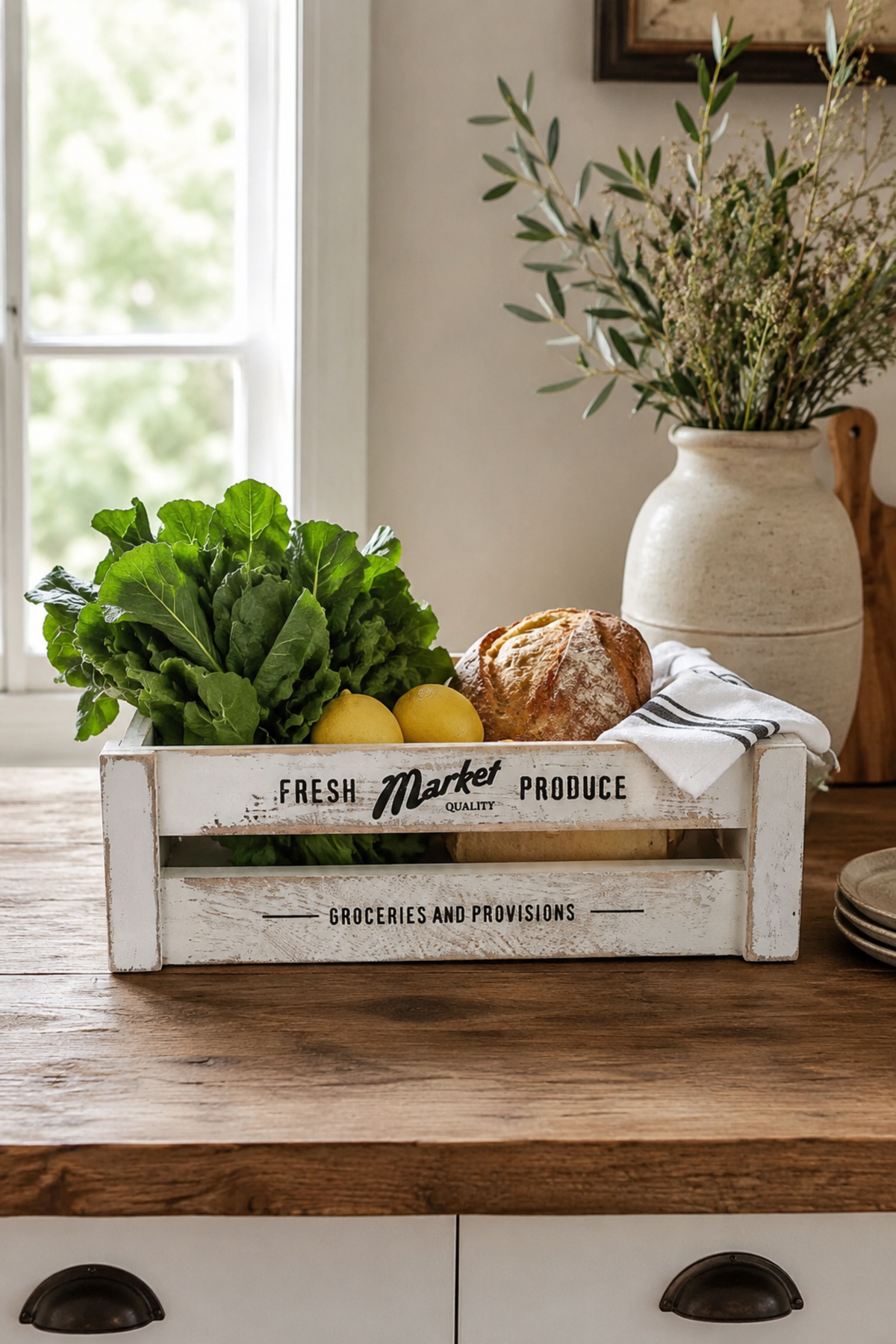 Rustic Wood Storage Basket - Large | Fusion Furnishing