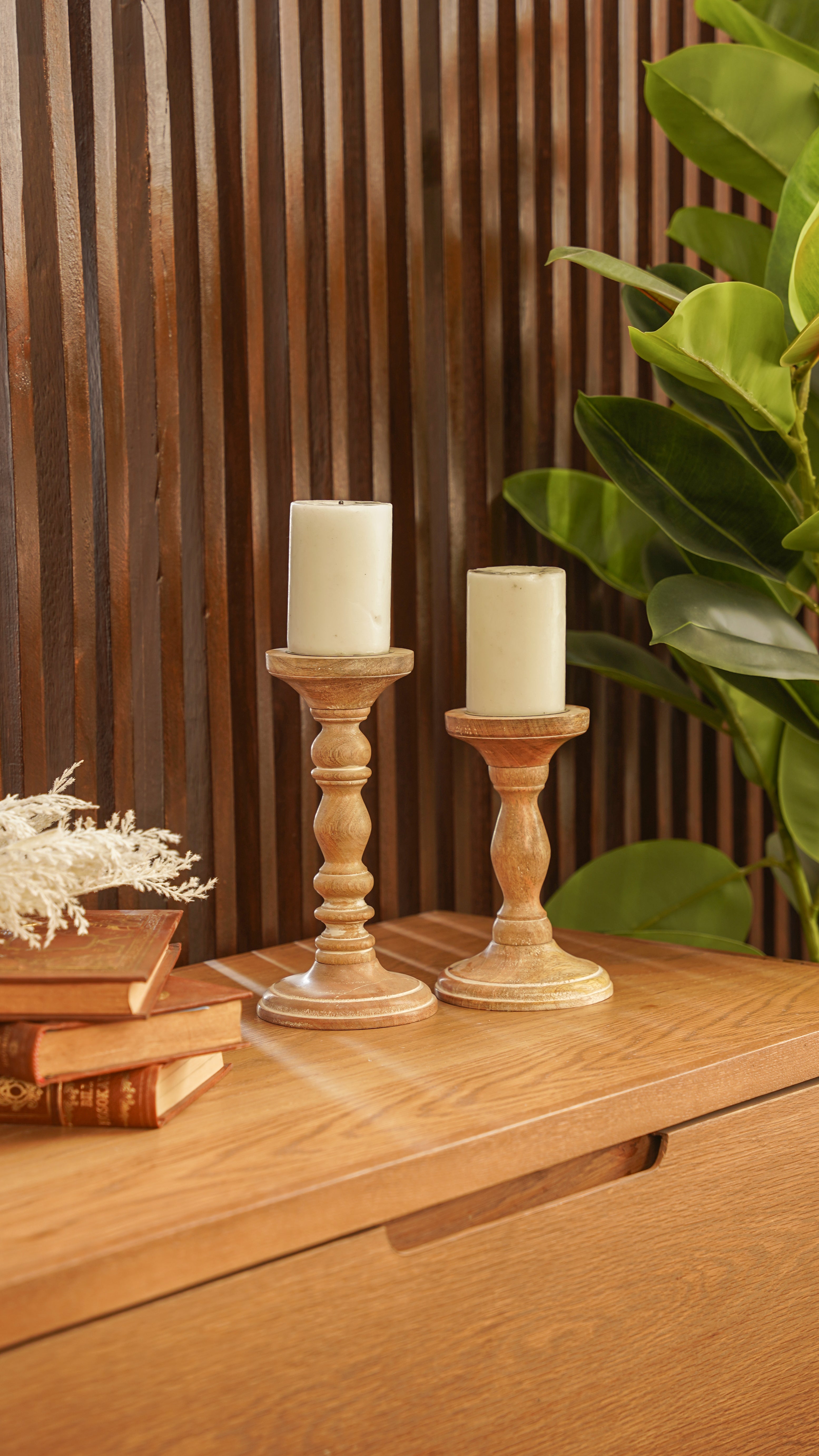 Rustic Wooden Candle Holder_lifestyle