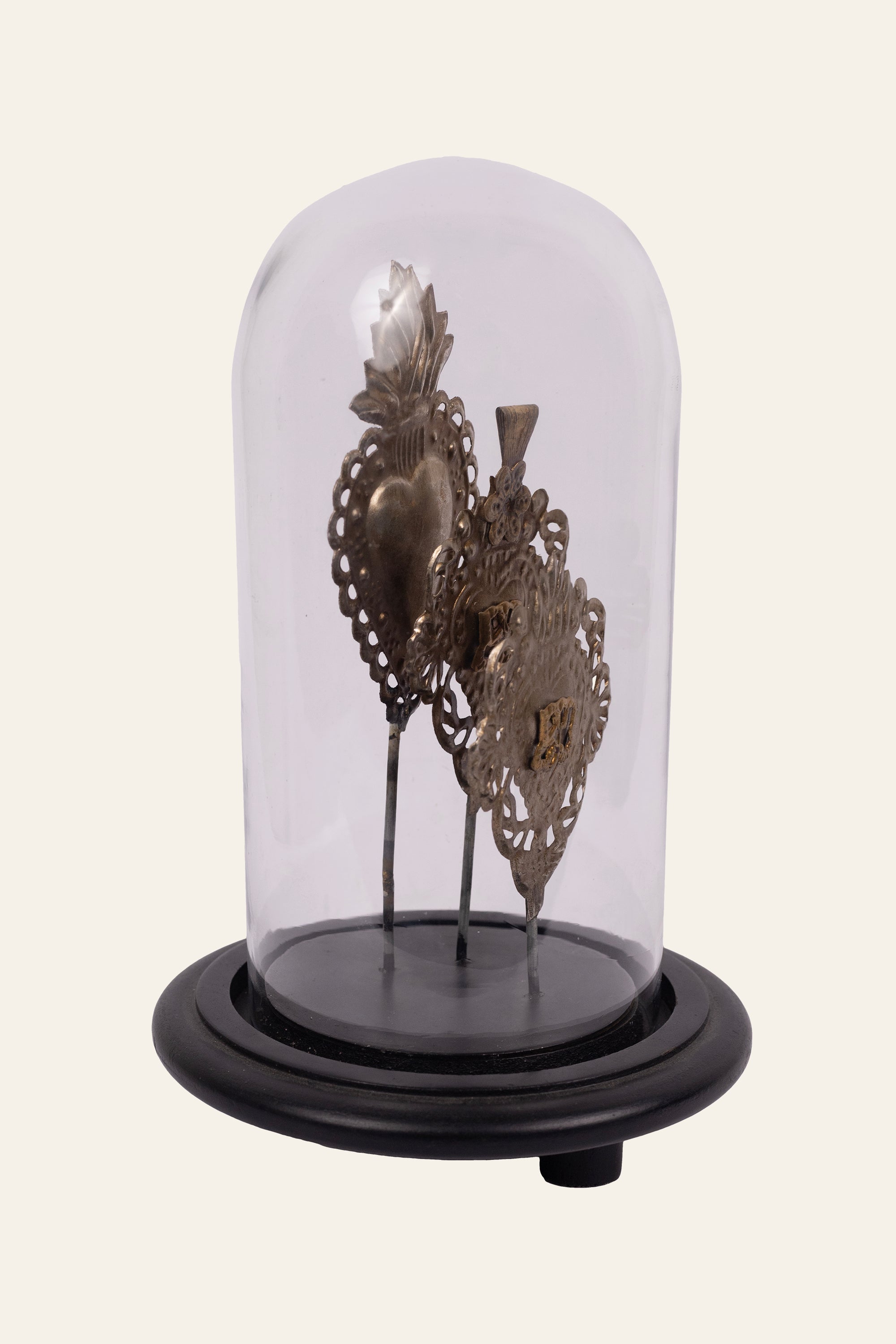 Rustic metal and wood cloche dome