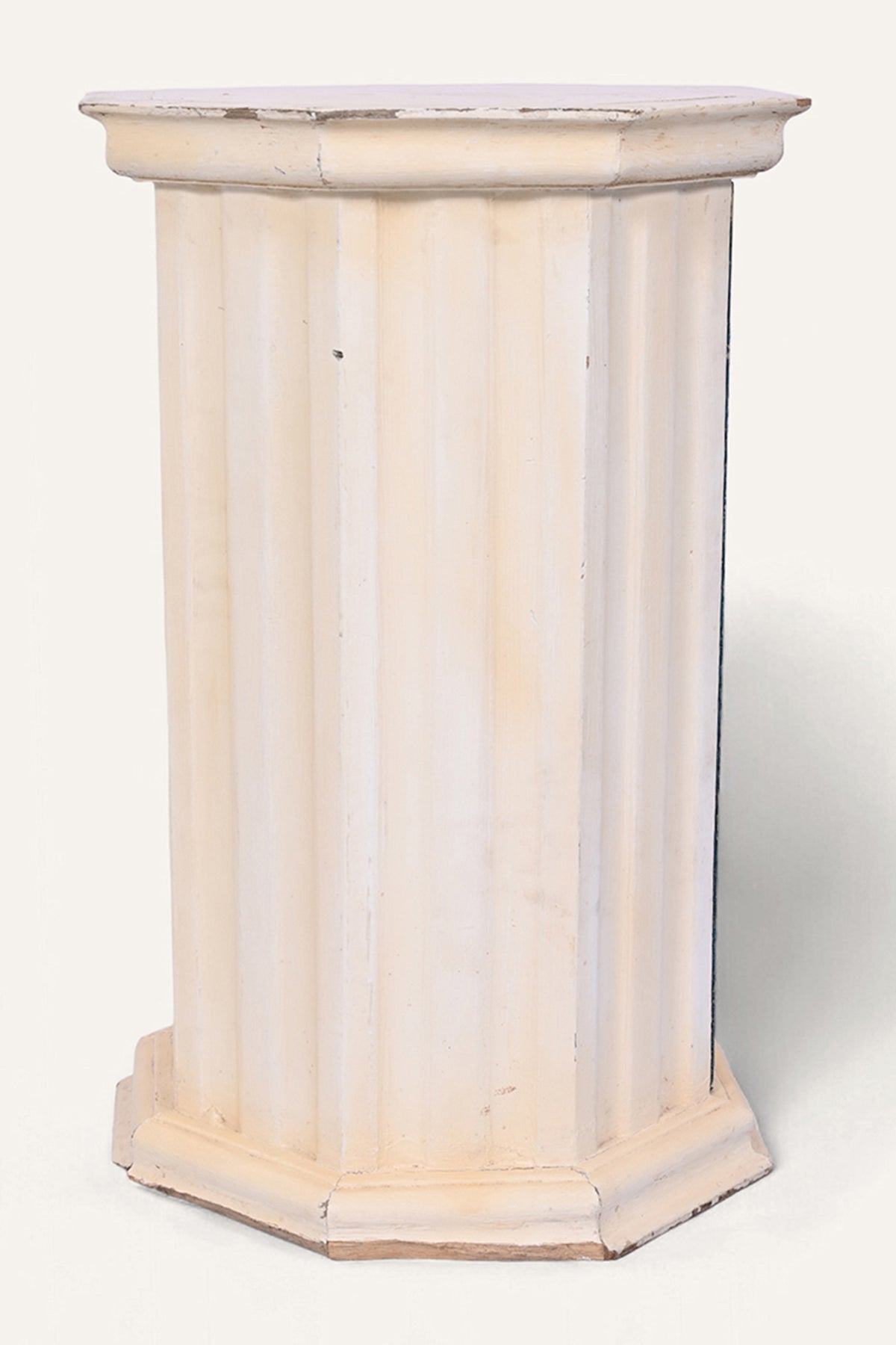 Rustic white wooden storage plinth