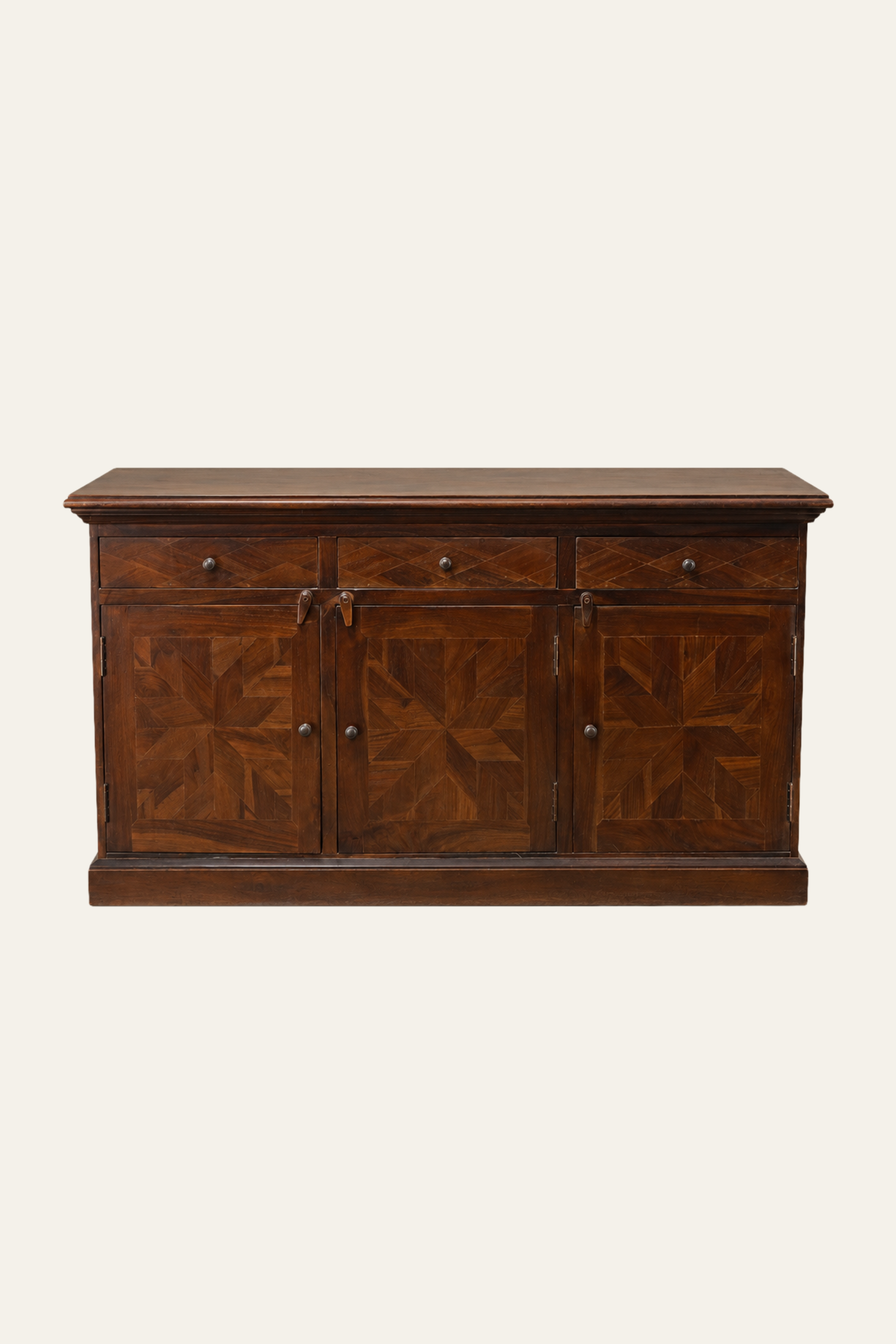 Brown  3-Drawer 3-Door Sideboard with Star Motif Panels