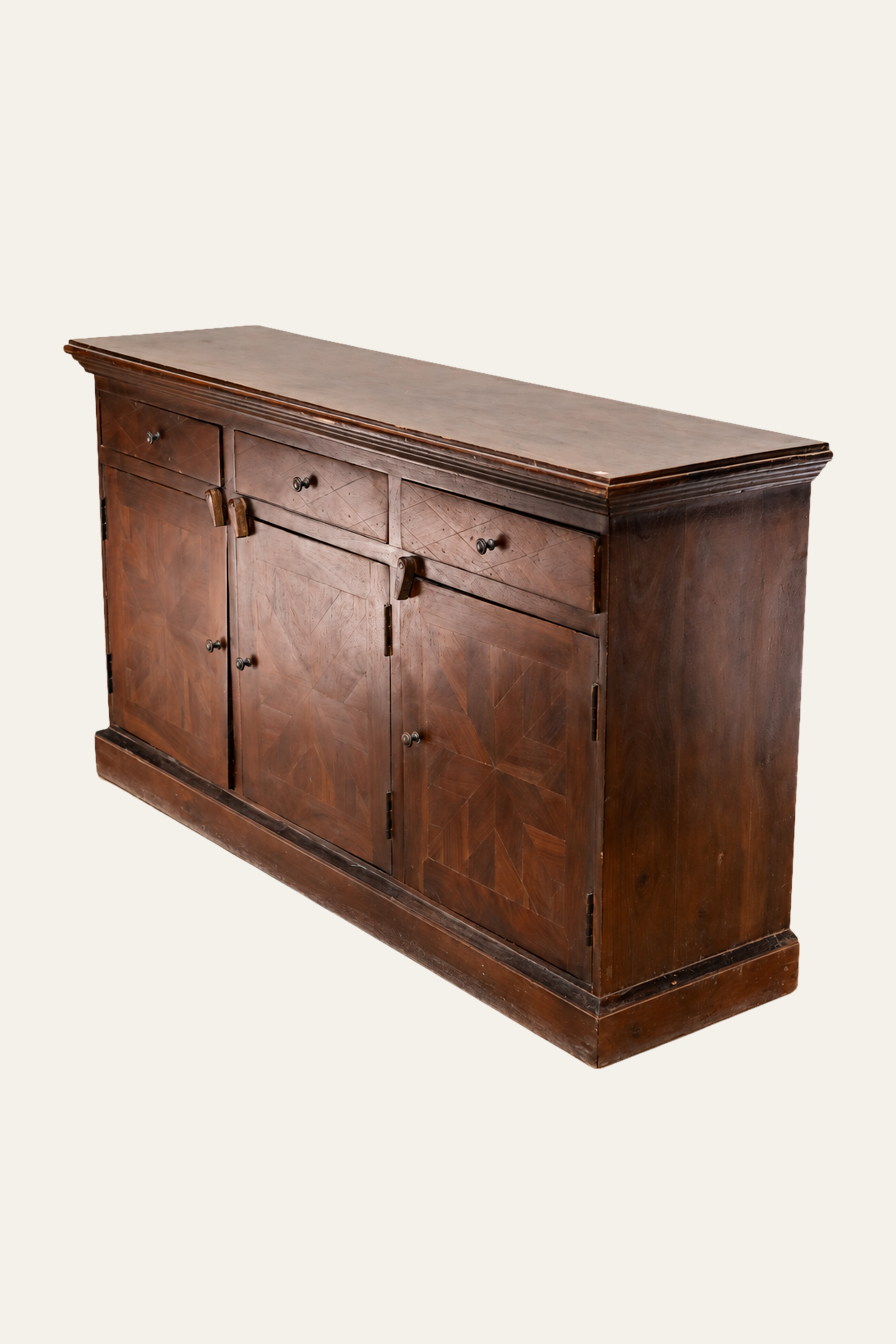 Brown  3-Drawer 3-Door Sideboard with Star Motif Panels