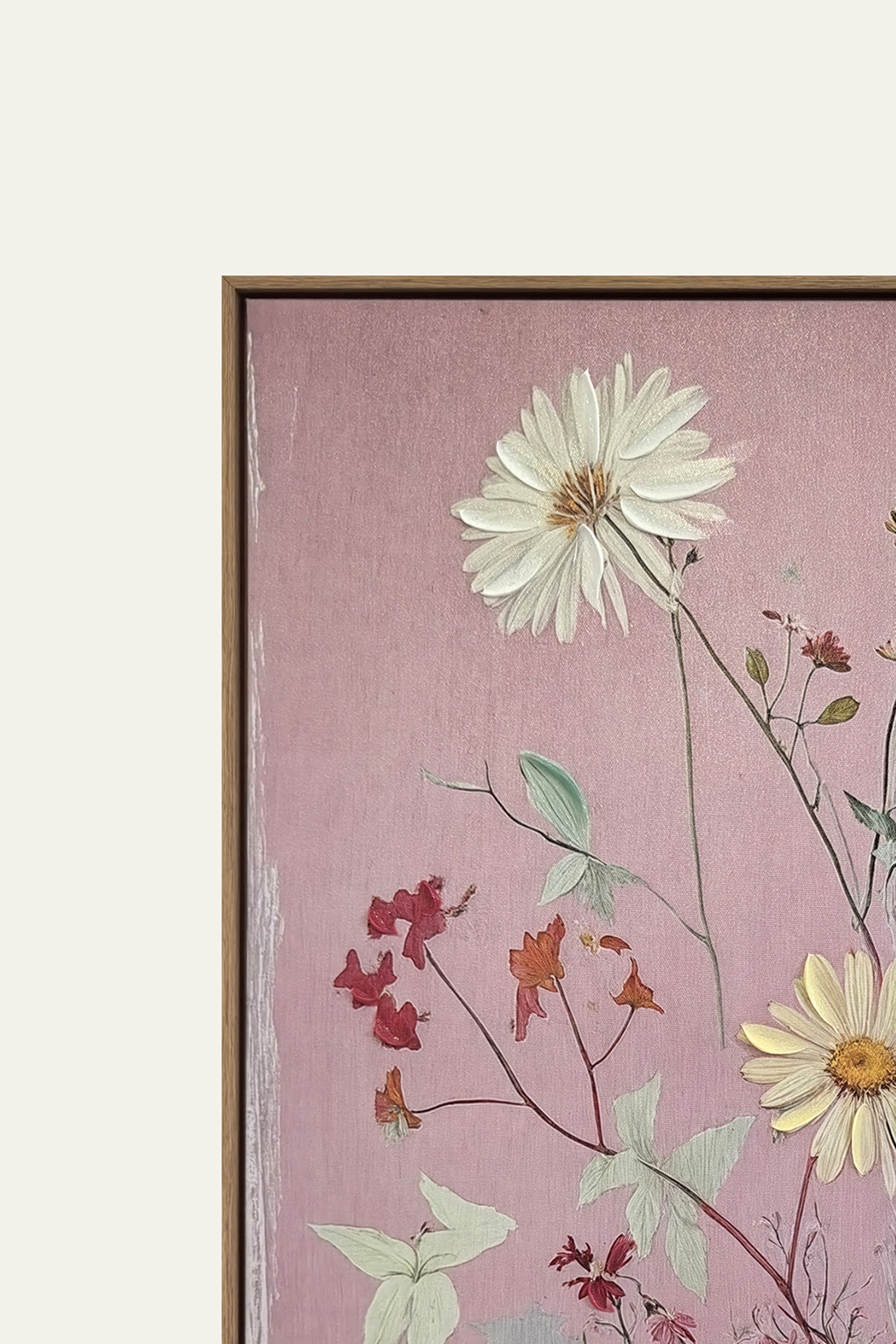 Framed artwork with floral design 