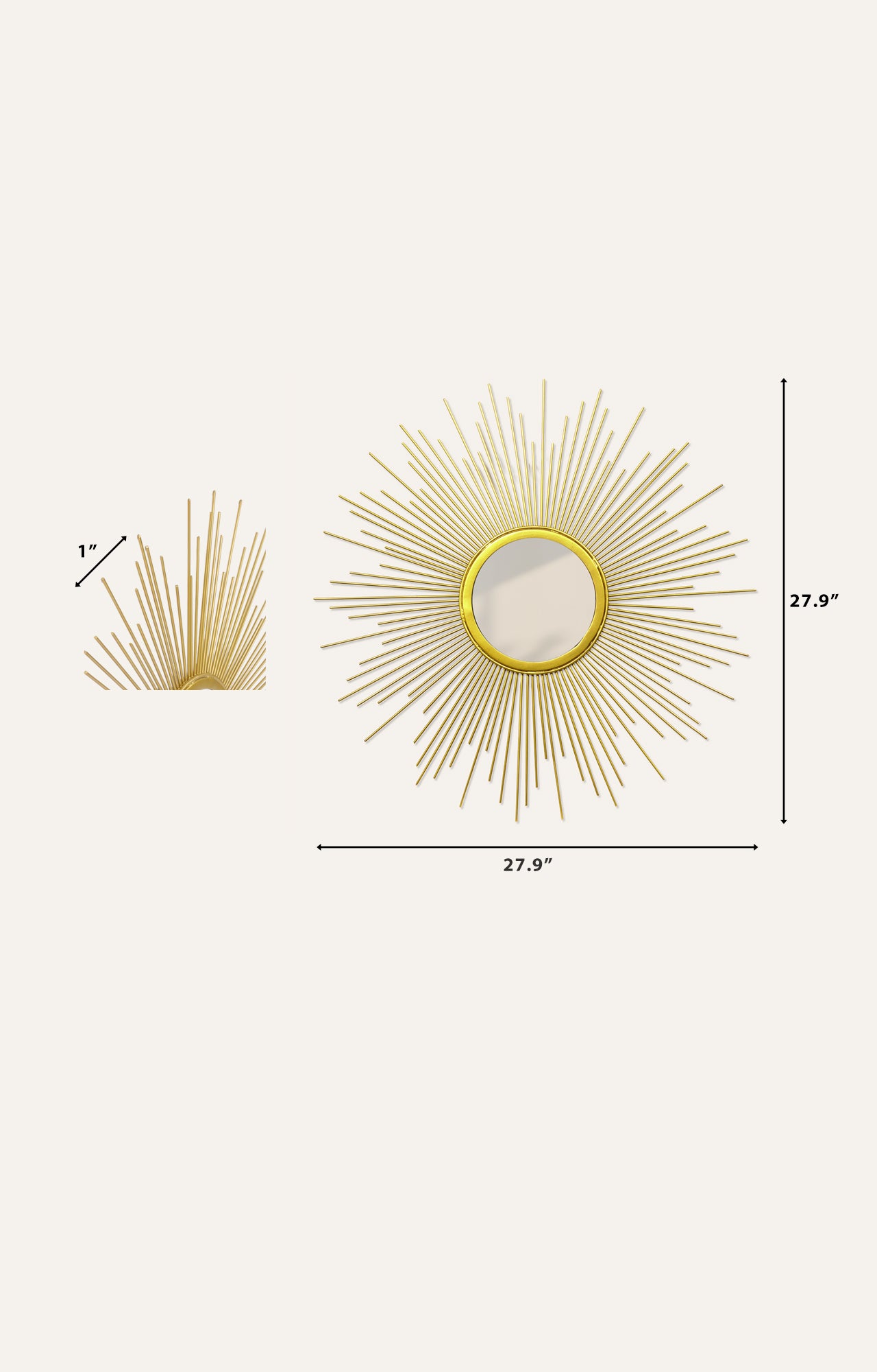 Sunburst Metal Mirror with Champagne Finish