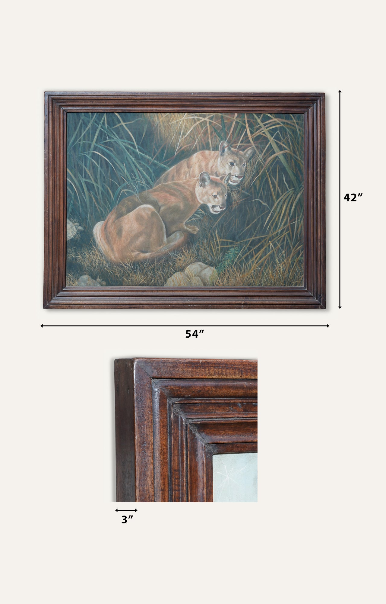 Shadows in the grass, cubs by Carl Brenders oil painting with wooden frame