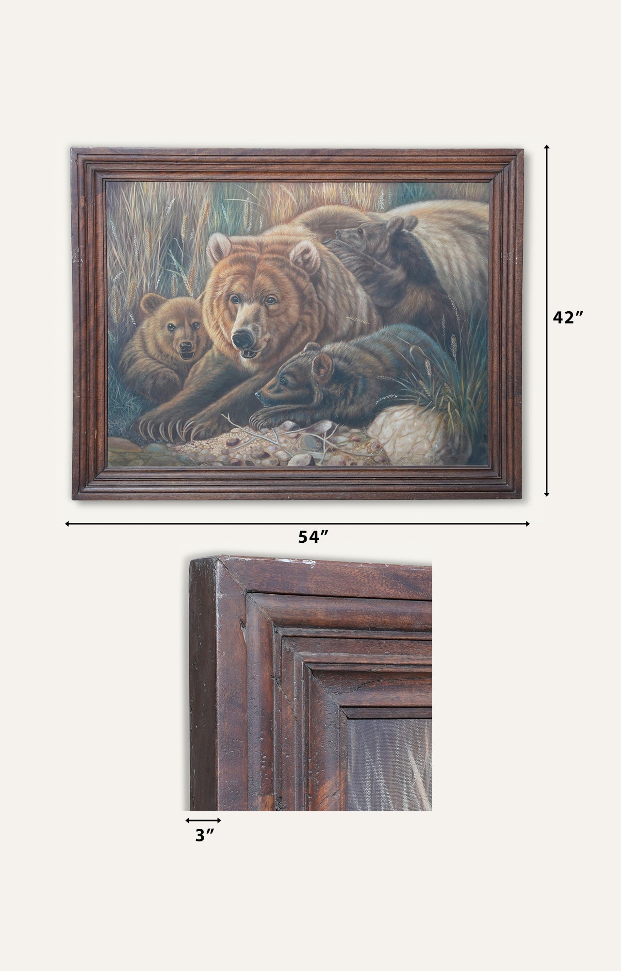 Bear Hug: Mama Bear Protects Her Cubs in the Wild - Wall Art