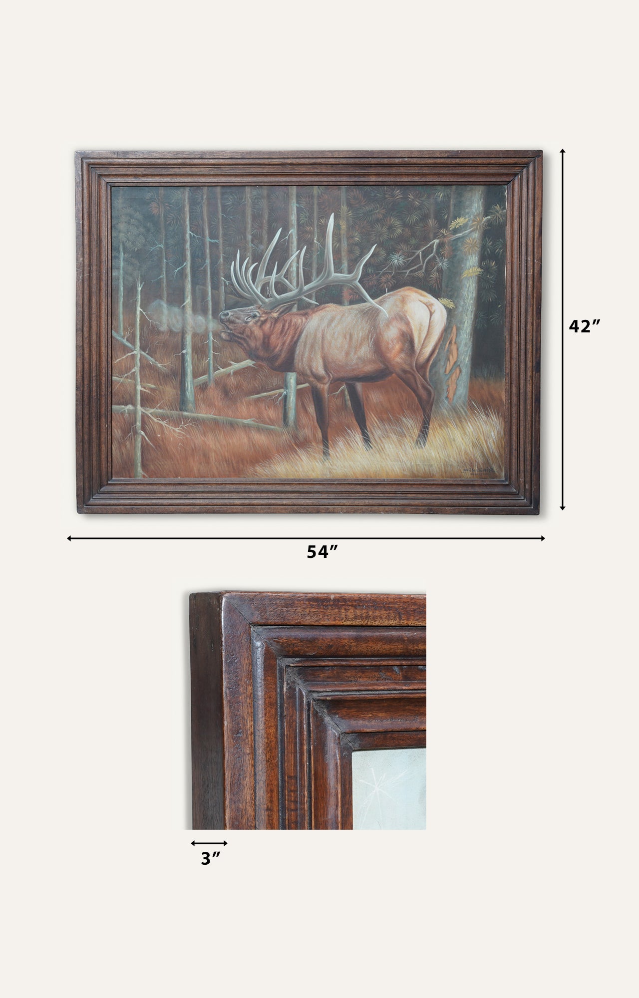 Wandering Elk by Steve Langan canvas oil painting with wooden frame