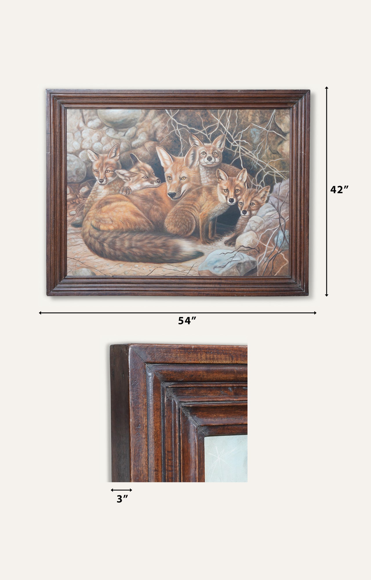 Fox Family by Carl Brenders oil painting with wooden frame