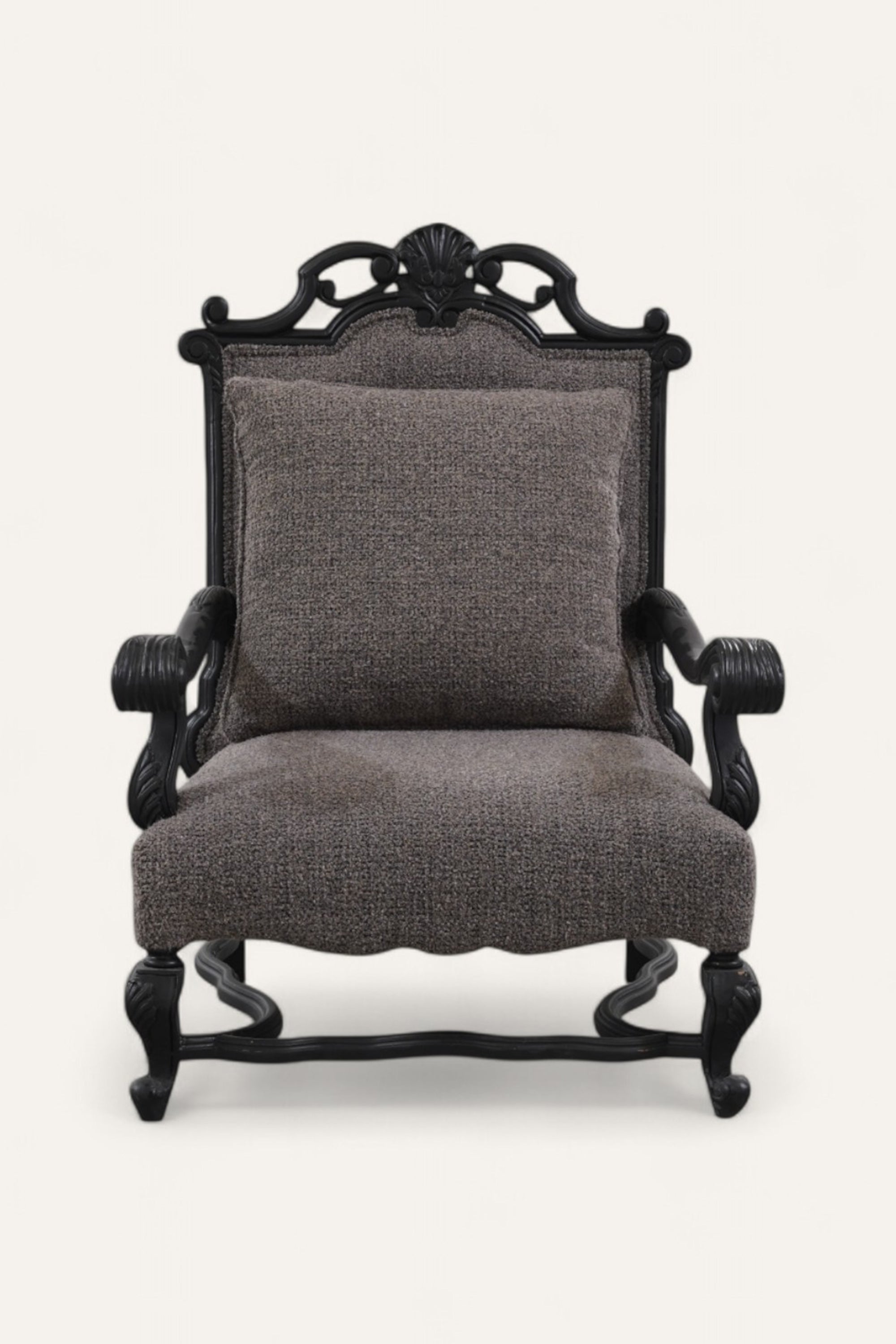 Linen Black Lounge Chair with Cushion