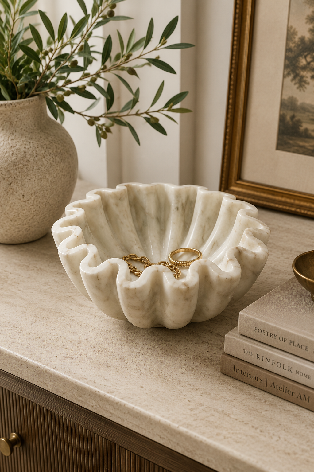 Frilled Marble Decorative Bowl