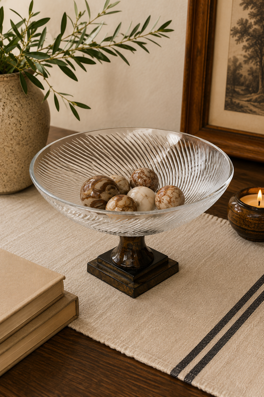 Glass & Jasper Footed Bowl