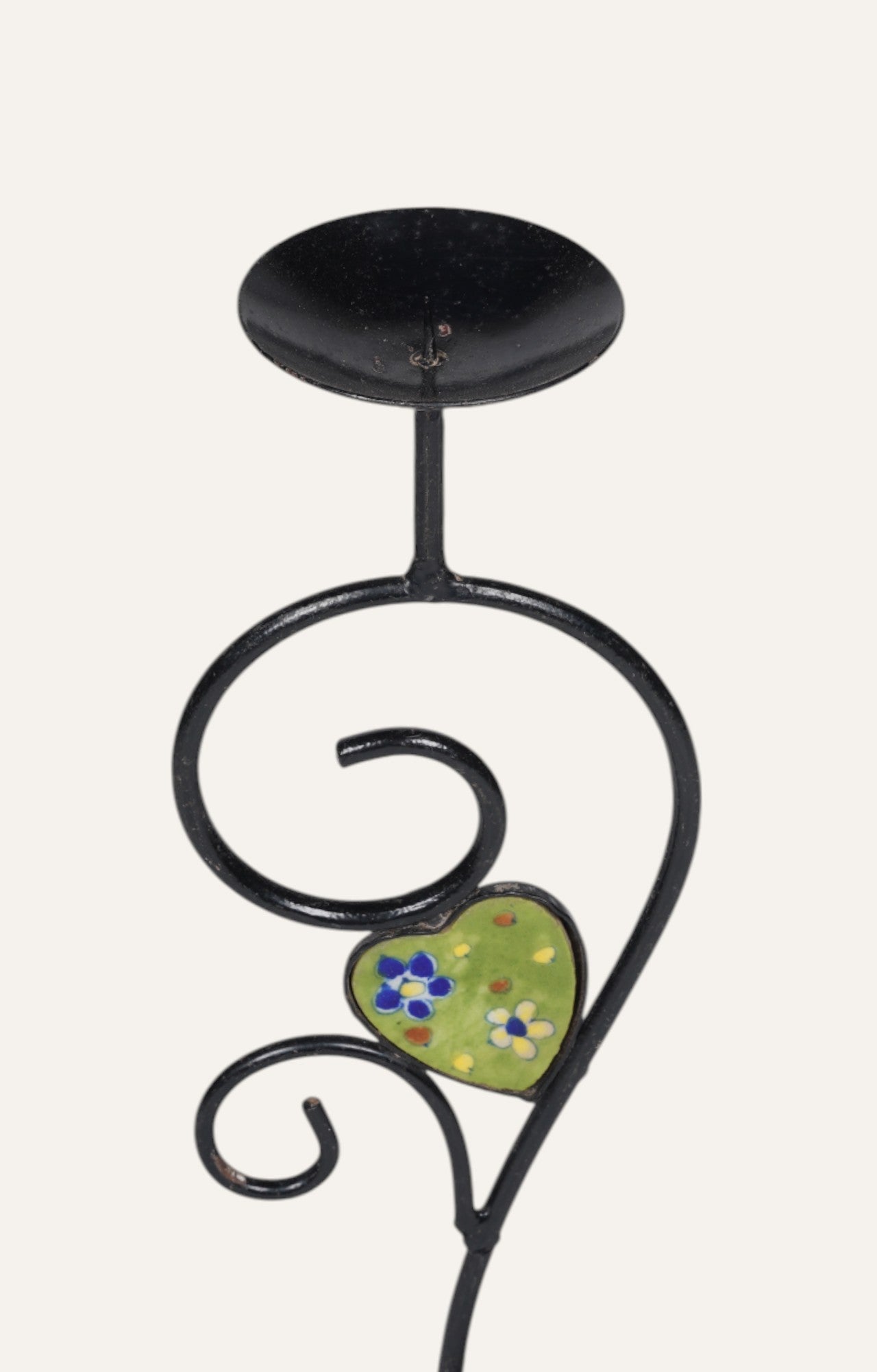 Curved Black Metal Candle Stand