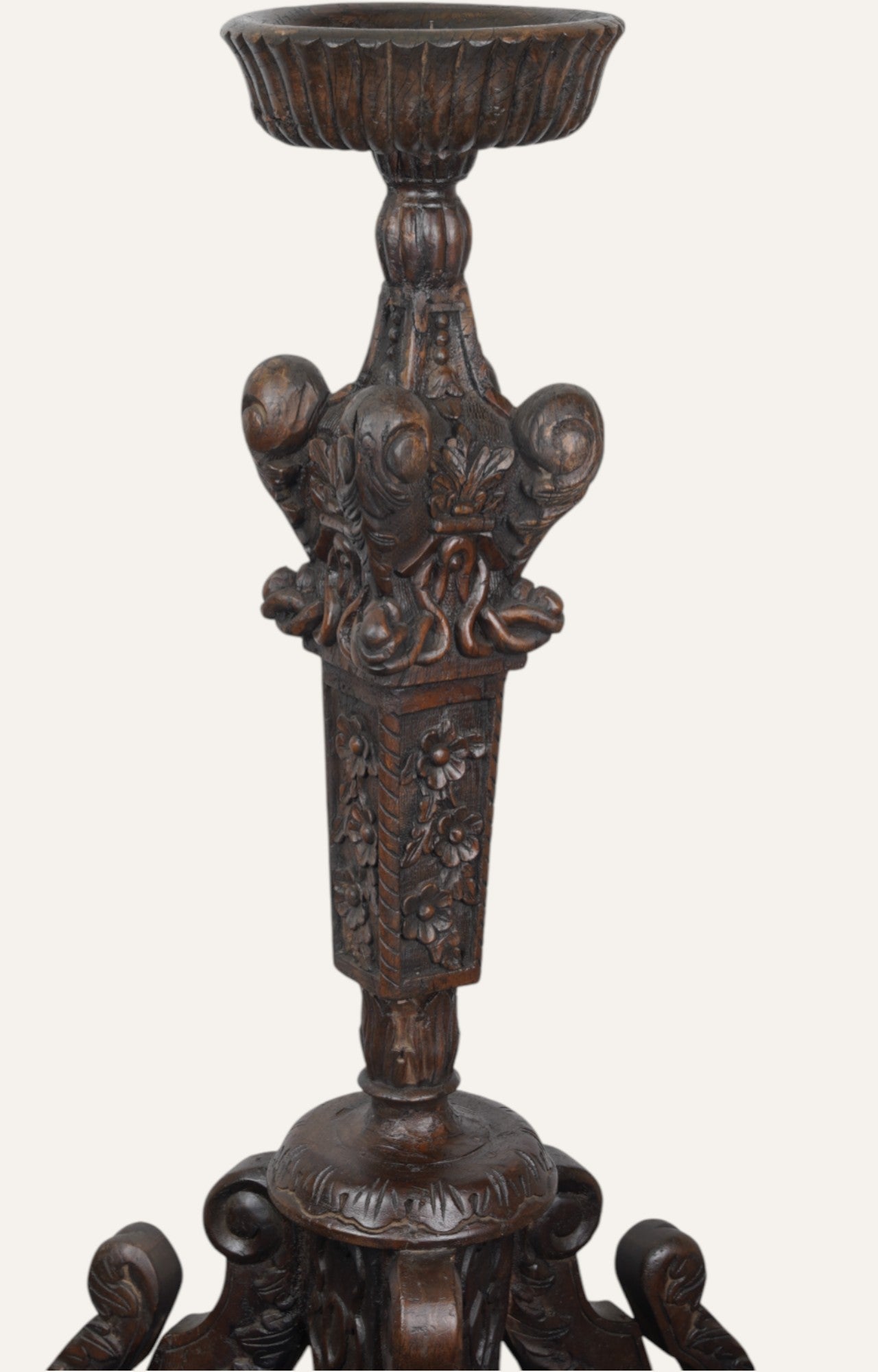 Teak Wood Floor Candle Stand