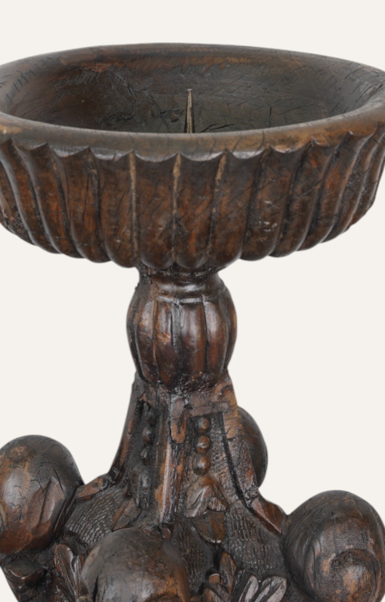 Teak Wood Tripod Floor Candle Stand