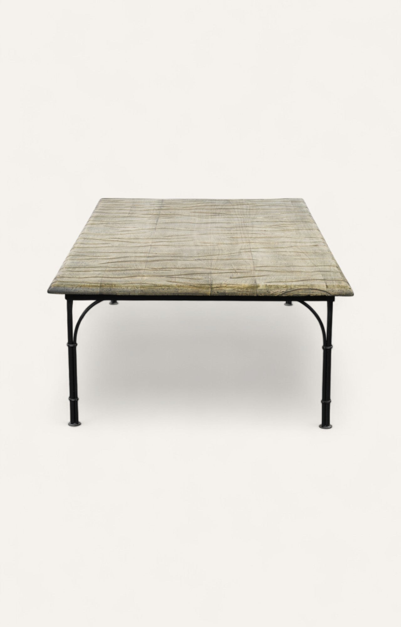 Rectangular wooden table with metal legs 