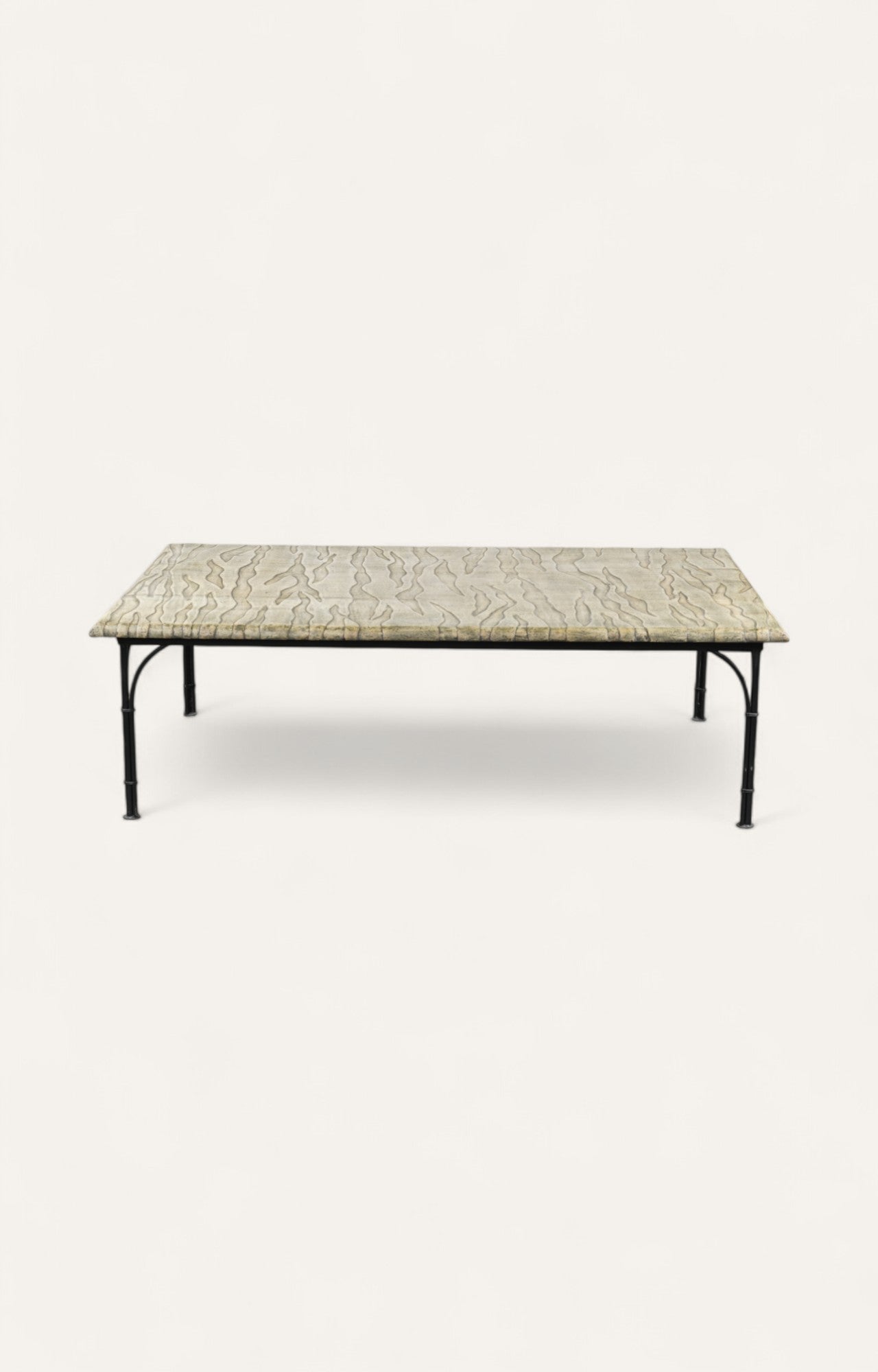Coffee table with black metal frame 