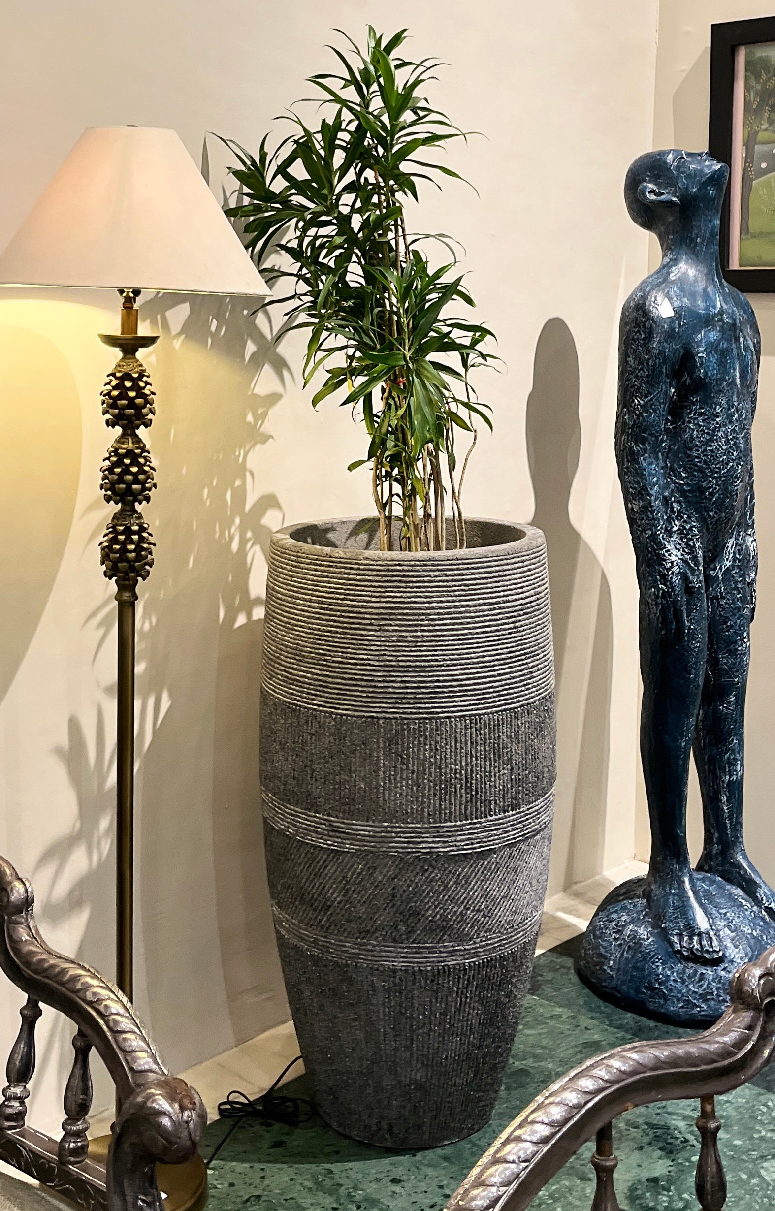 Decorative plant in a textured pot 