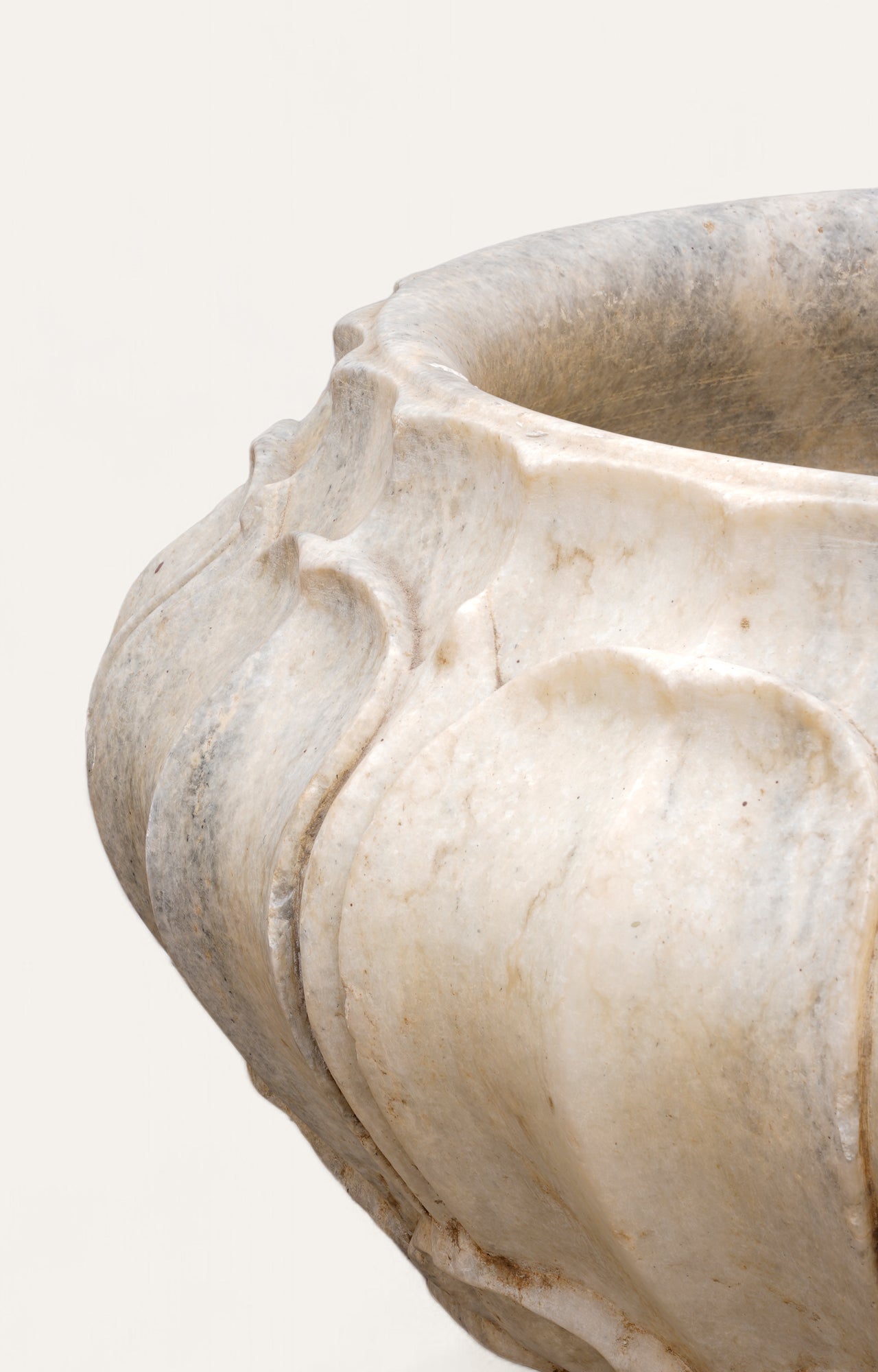 White Marble Lotus Pot