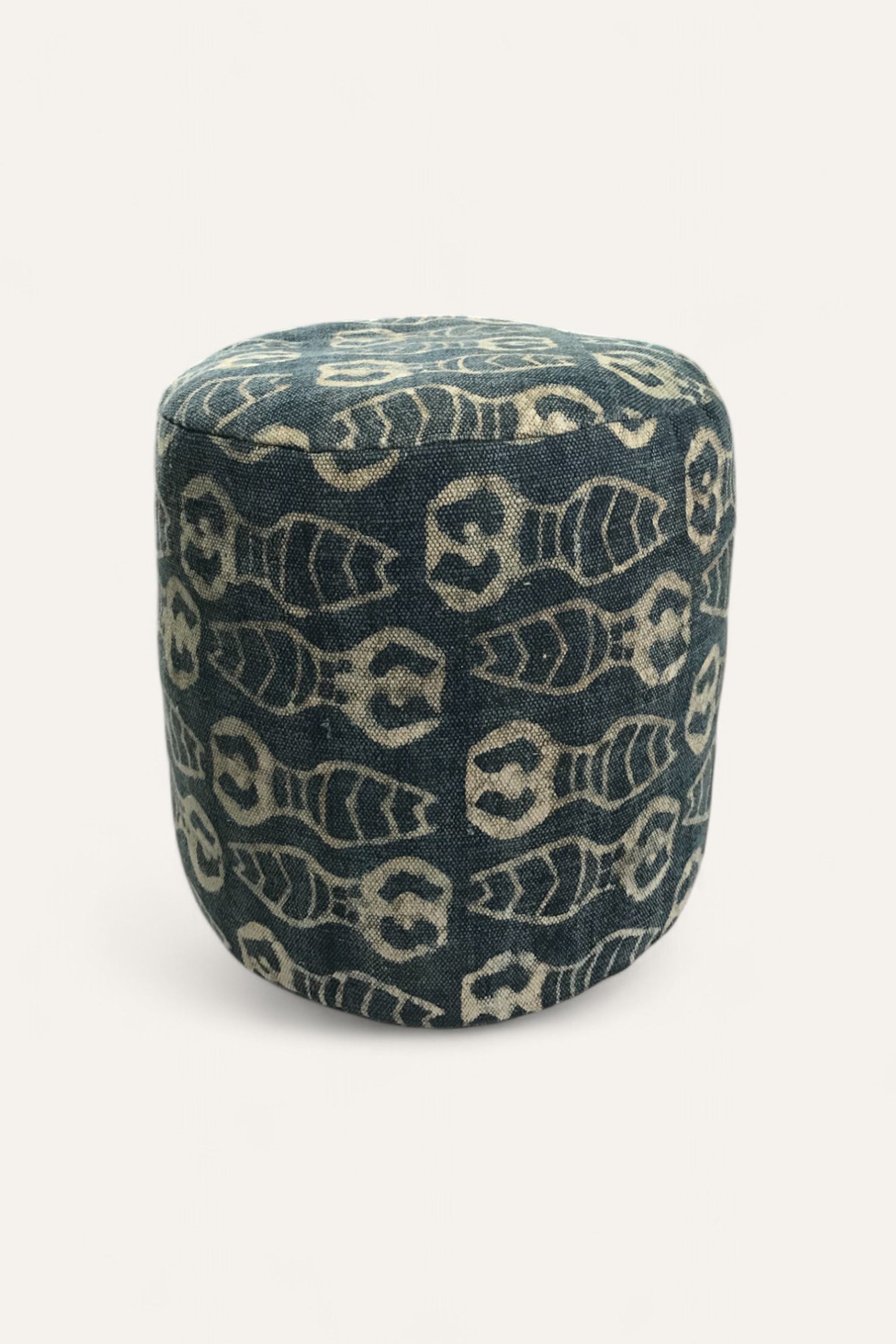Indigo Block Print Handwoven Pouf Seat