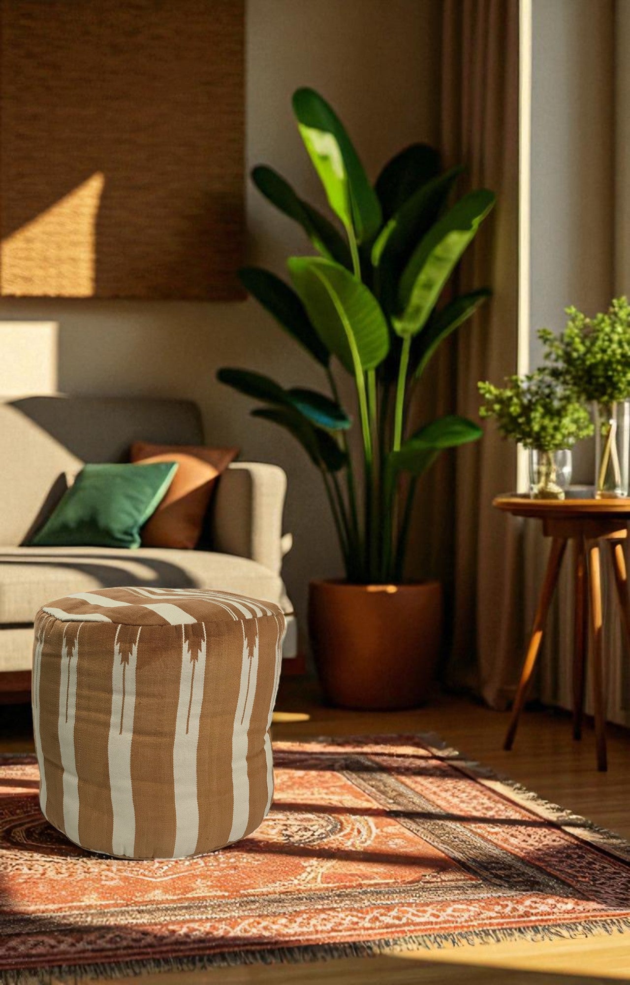 Handwoven Striped Sands Pouf