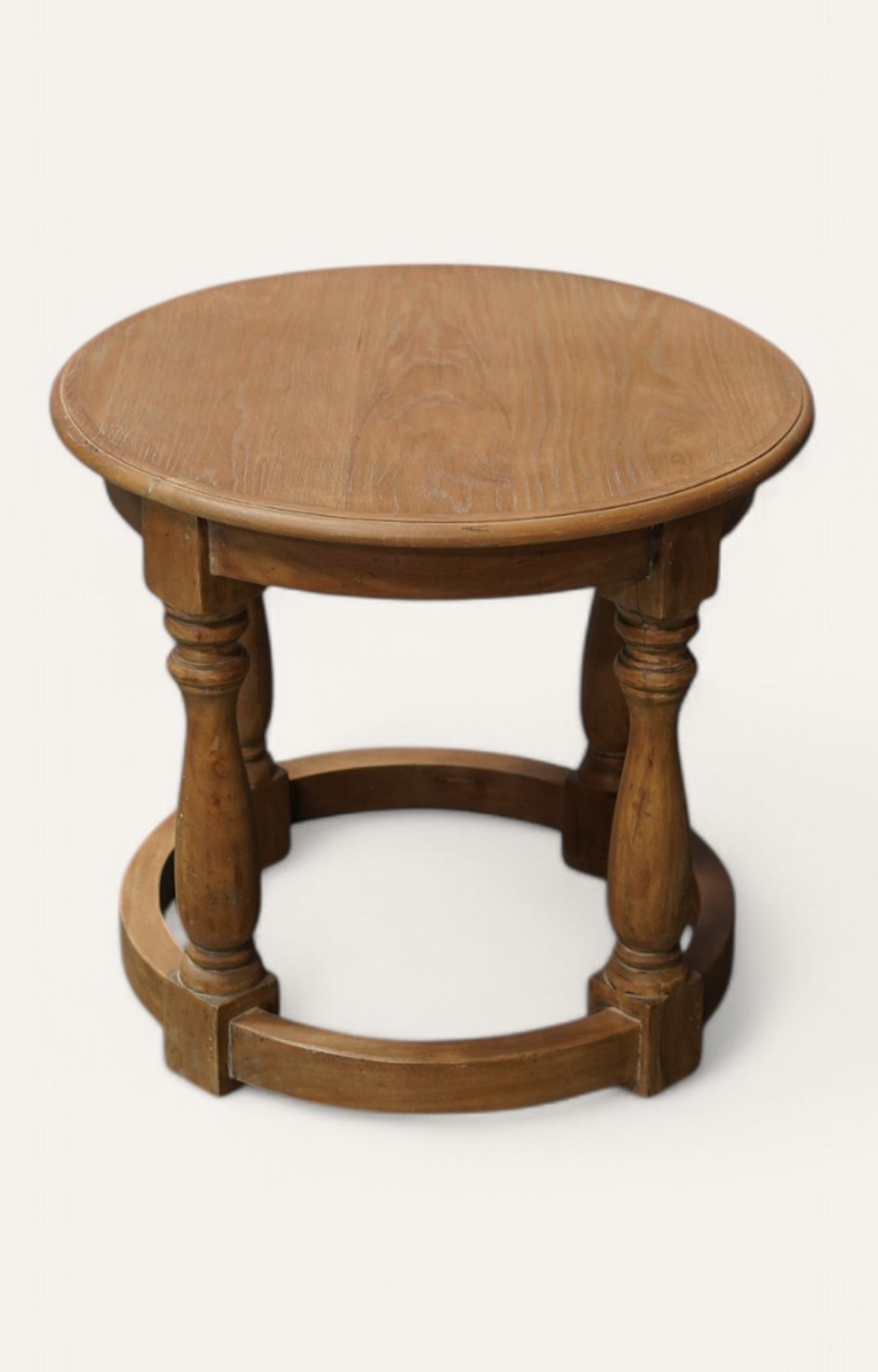 Round wooden side table